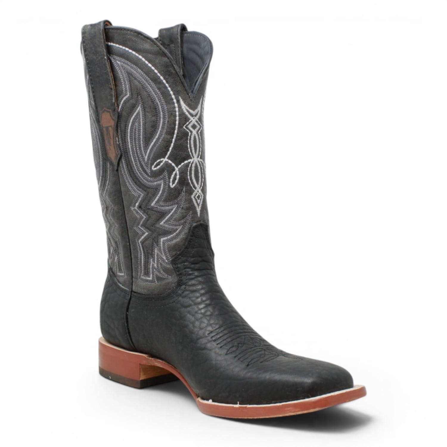 Tanner Mark Boots Boots Men's Bull Hide Leather Square Toe Boots in Black - Tanner Mark Boots