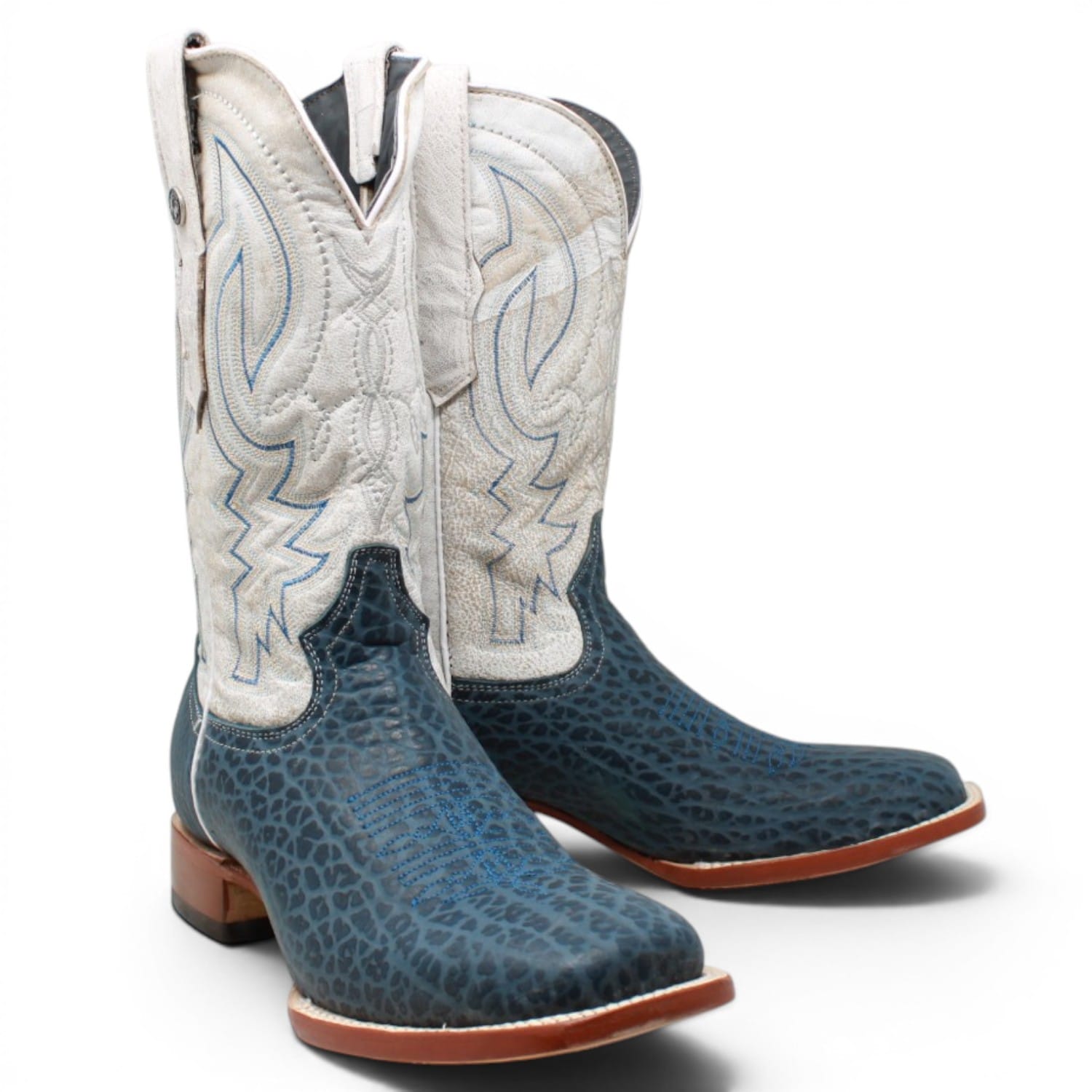 Tanner Mark Boots Boots Men's Bull Hide Leather Square Toe Boots in Blue - Tanner Mark Boots