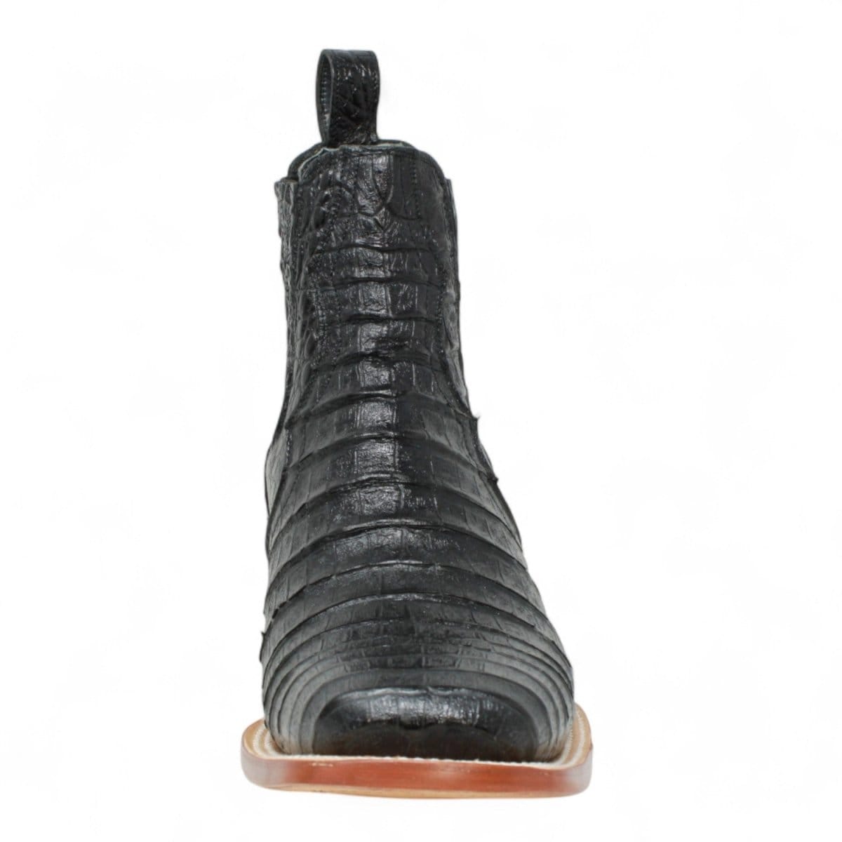 Tanner Mark Boots Boots Men's Caiman Belly Print Square Toe Ankle Boots in Black - Tanner Mark Boots