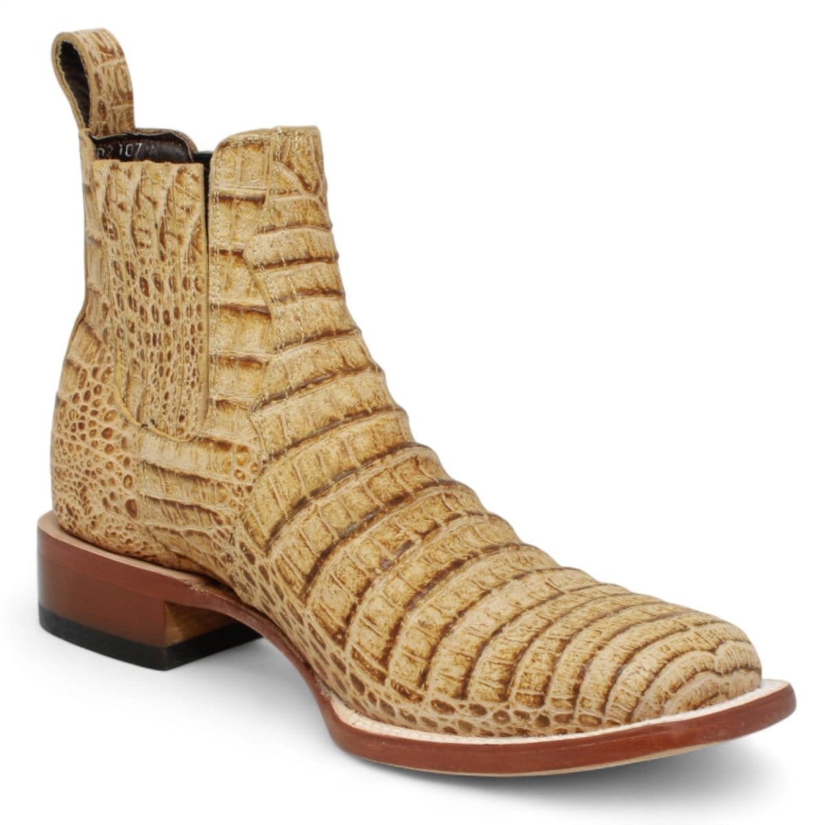 Tanner Mark Boots Boots Men's Caiman Belly Print Square Toe Ankle Boots in Sand - Tanner Mark Boots