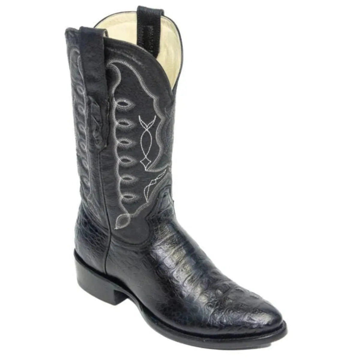 Tanner Mark Boots Boots Men's Caiman Hornback Print Round Toe Boots in Black - El Reparo