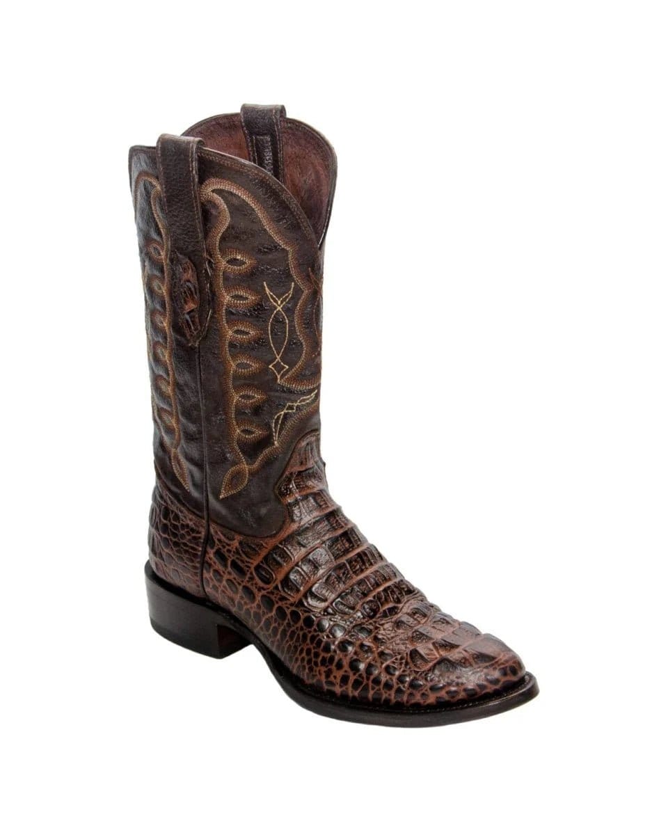 Tanner Mark Boots Boots Men's Caiman Hornback Print Round Toe Boots in Brown - El Reparo