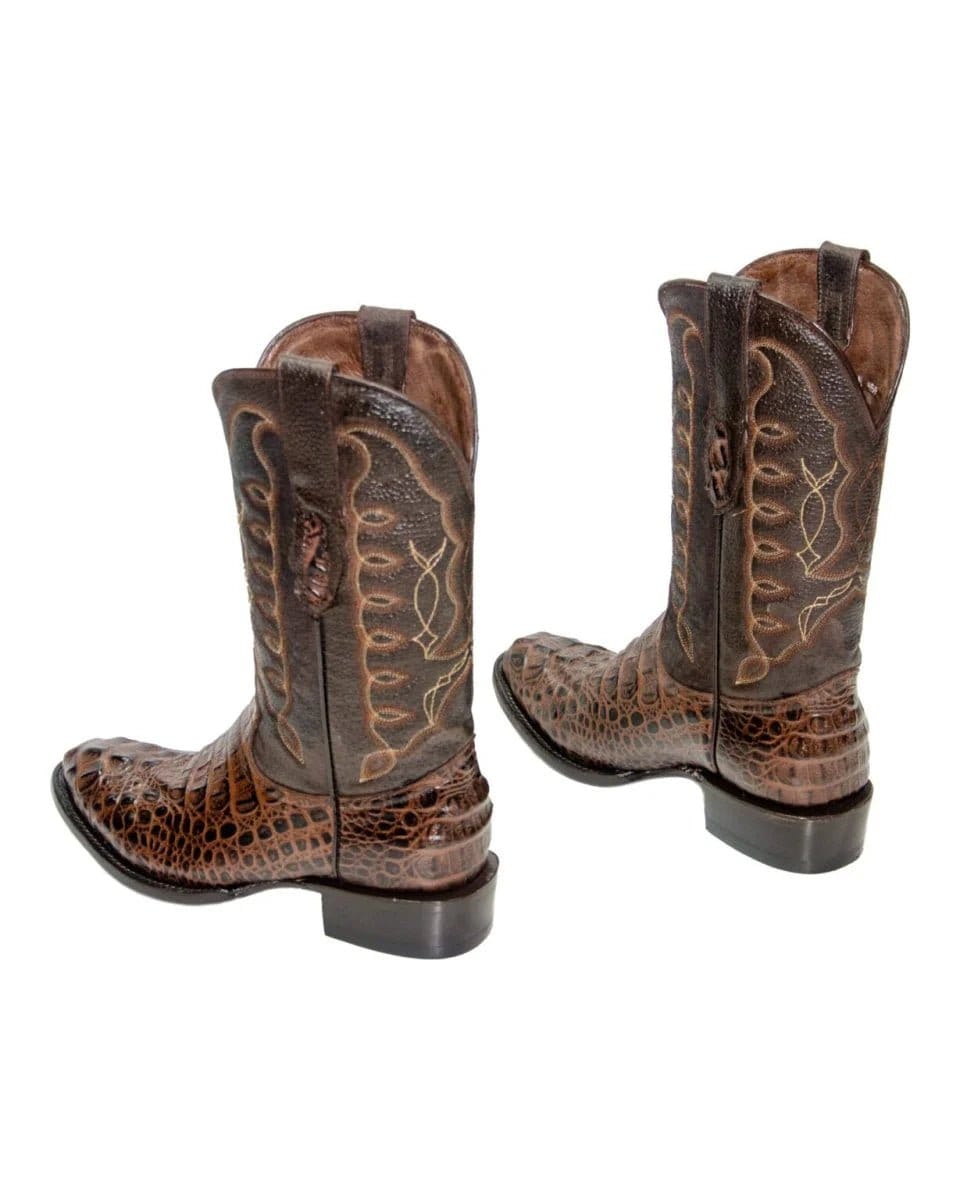 Tanner Mark Boots Boots Men's Caiman Hornback Print Round Toe Boots in Brown - El Reparo