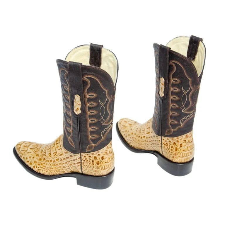 Tanner Mark Boots Boots Men's Caiman Hornback Print Round Toe Boots in Oryx - El Reparo