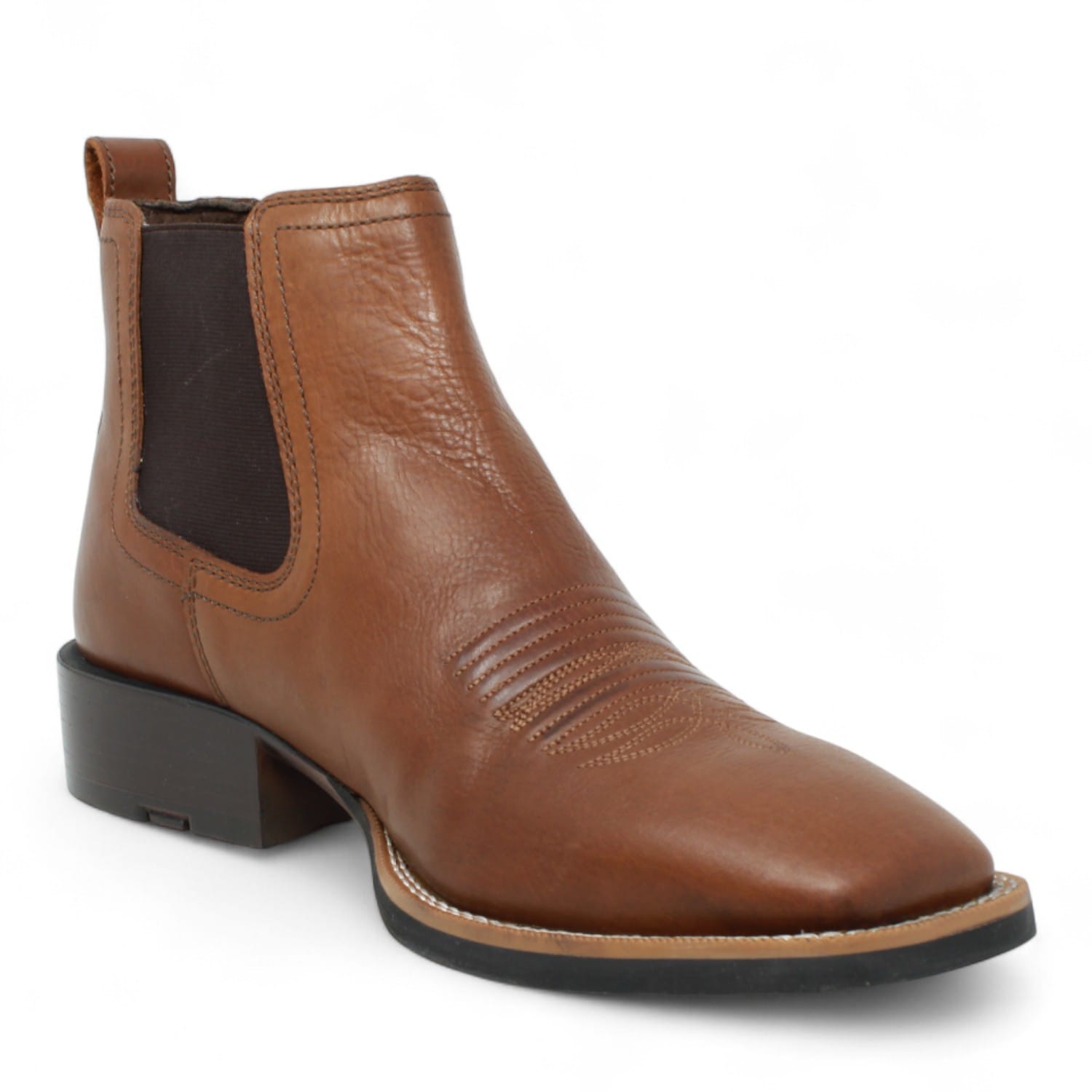 Tanner Mark Boots Boots Men's Genuine Leather Square Toe Ankle Boots in Brown - Tanner Mark Boots