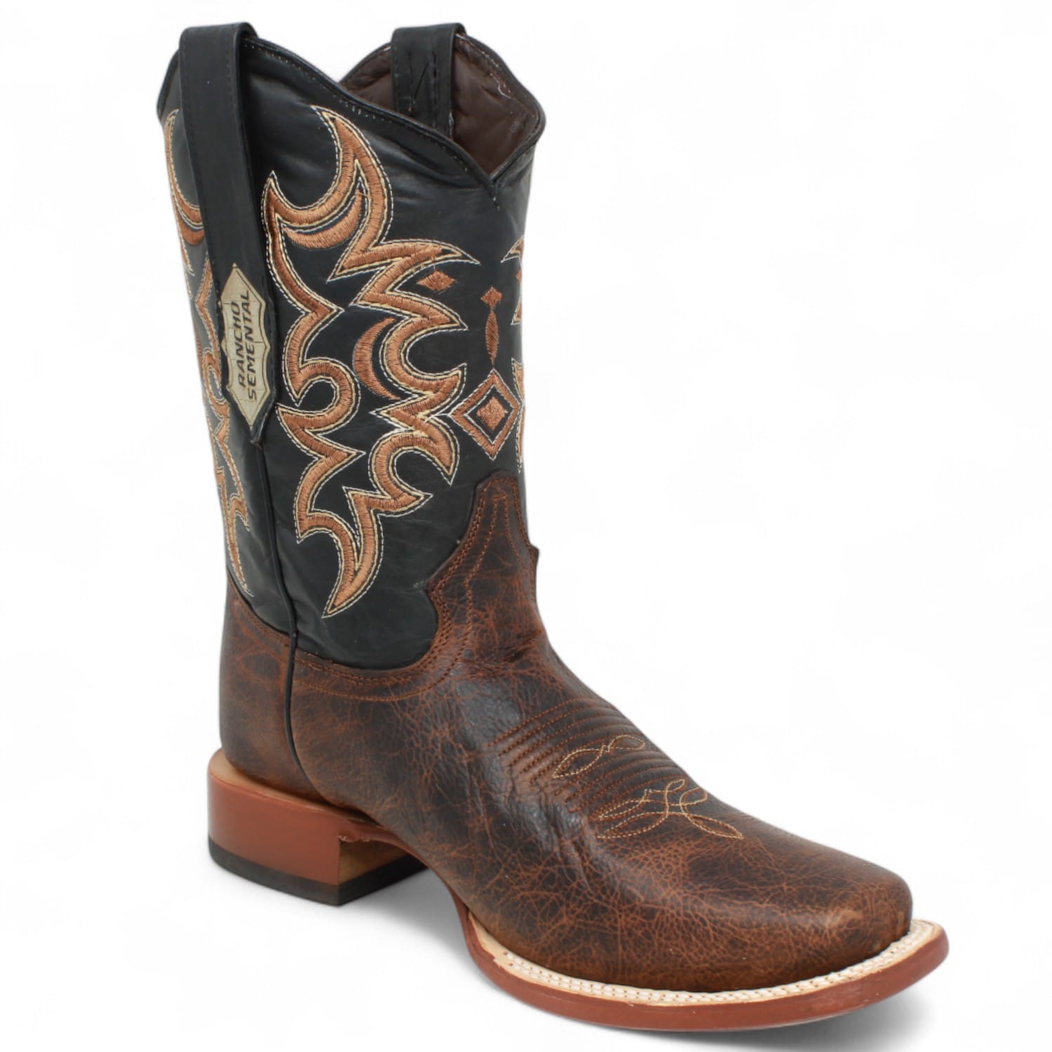 Tanner Mark Boots Boots Men's Genuine Leather Square Toe Boots in Brown - Rancho Semental