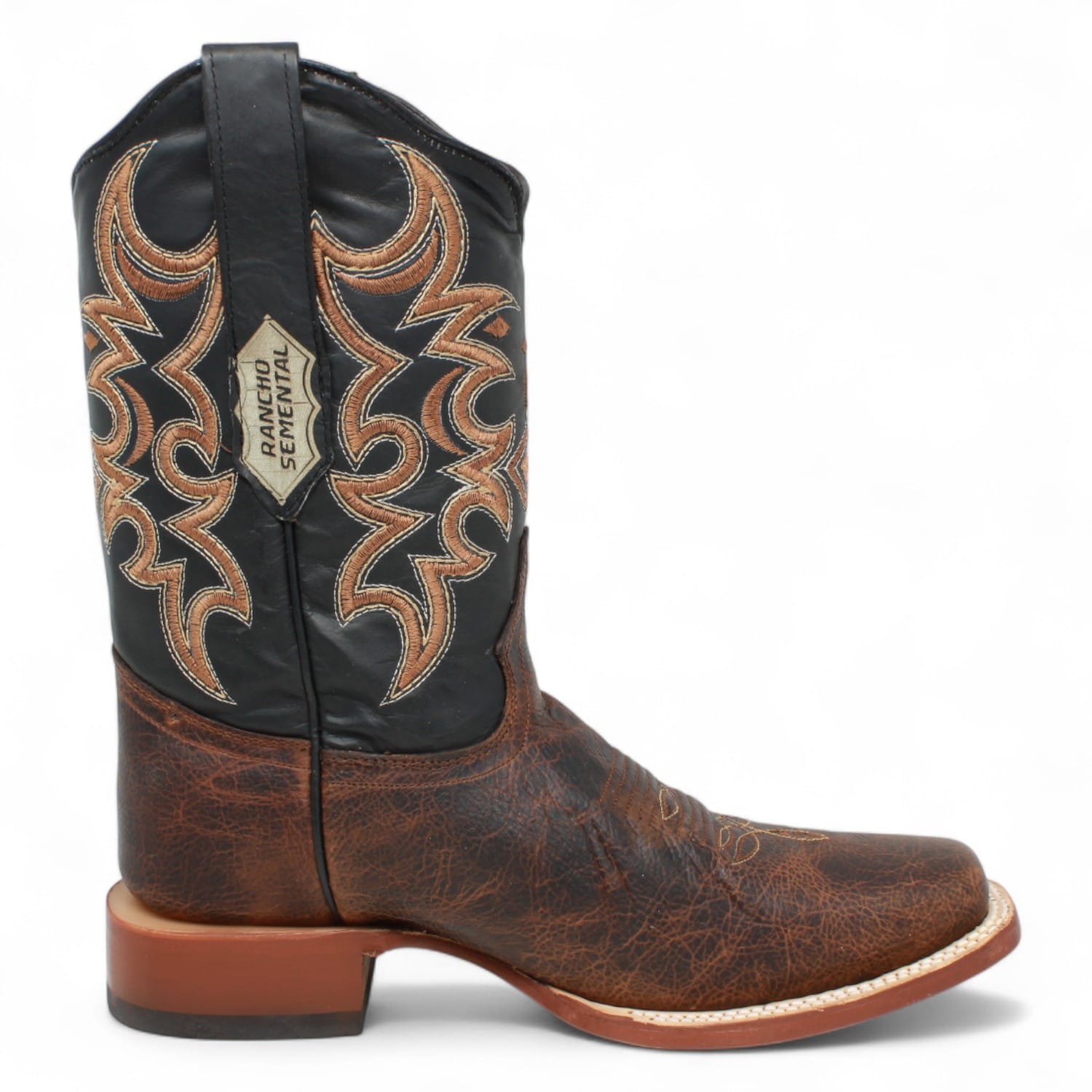 Tanner Mark Boots Boots Men's Genuine Leather Square Toe Boots in Brown - Rancho Semental