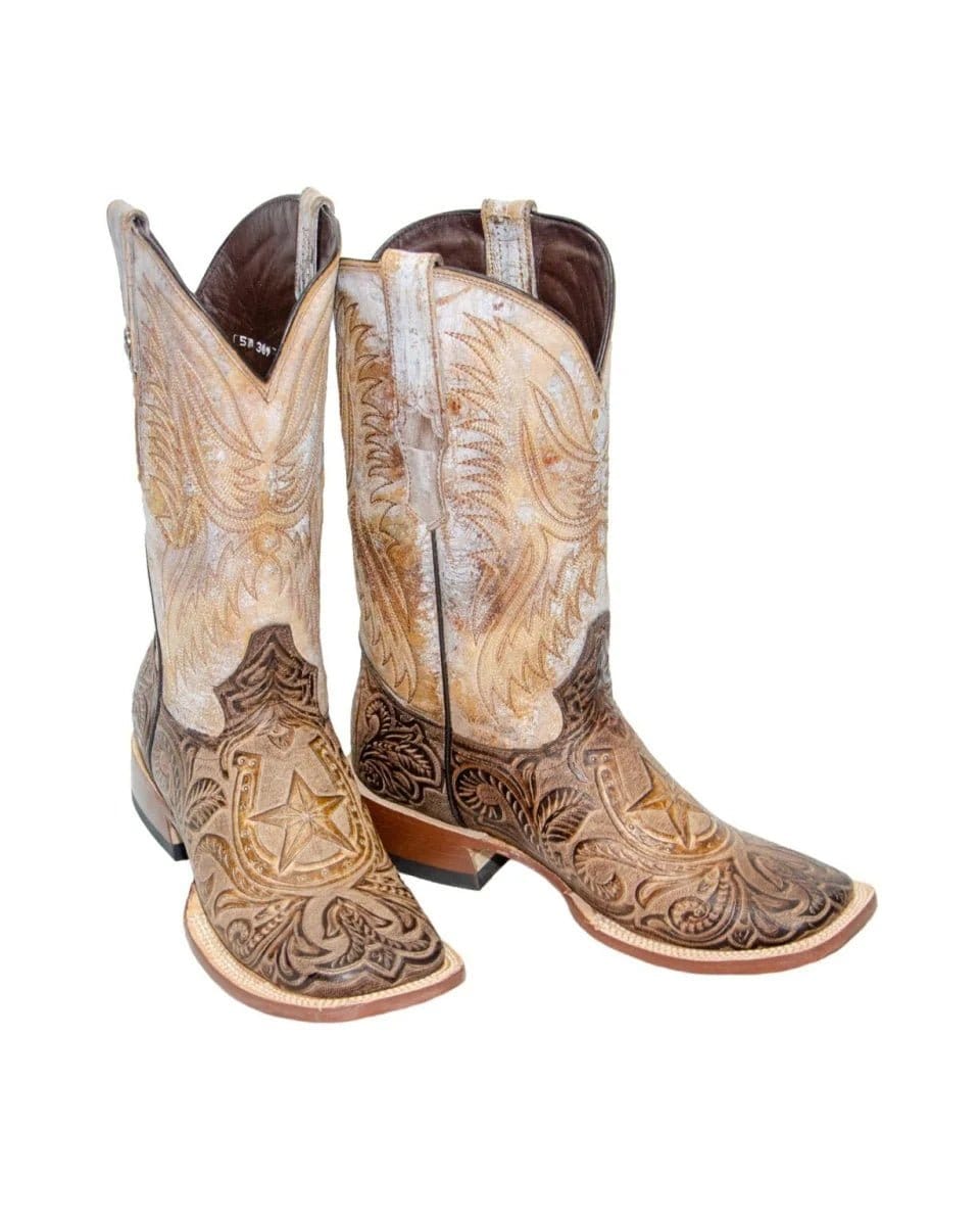 Tanner Mark Boots Boots Men's Genuine Leather Wide Square Toe Boots in Moka - Tanner Mark Boots