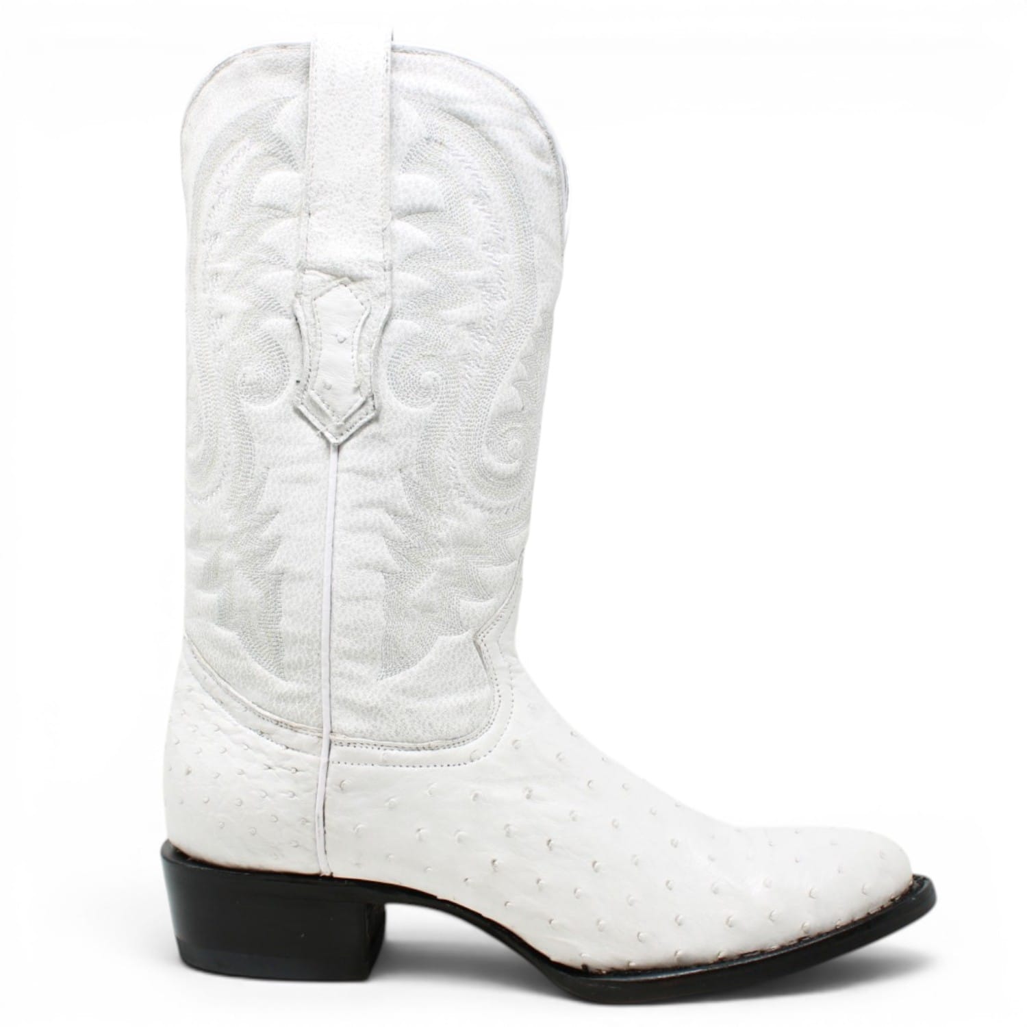Tanner Mark Boots Boots Men's Genuine Ostrich Round Toe Boots in Winter White - Tanner Mark Boots