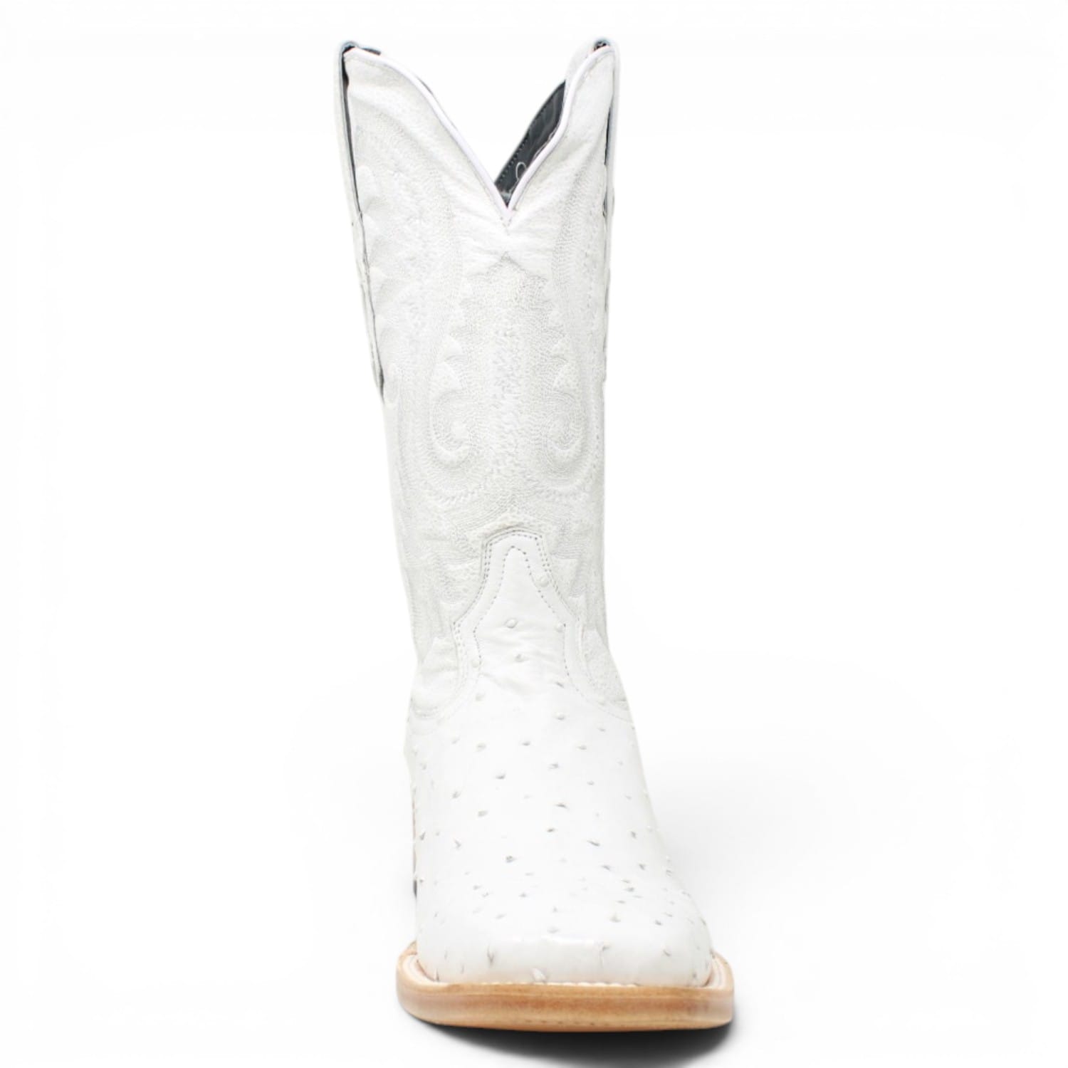 Tanner Mark Boots Boots Men's Genuine Ostrich Square Toe Boots in Winter White - Tanner Mark Boots