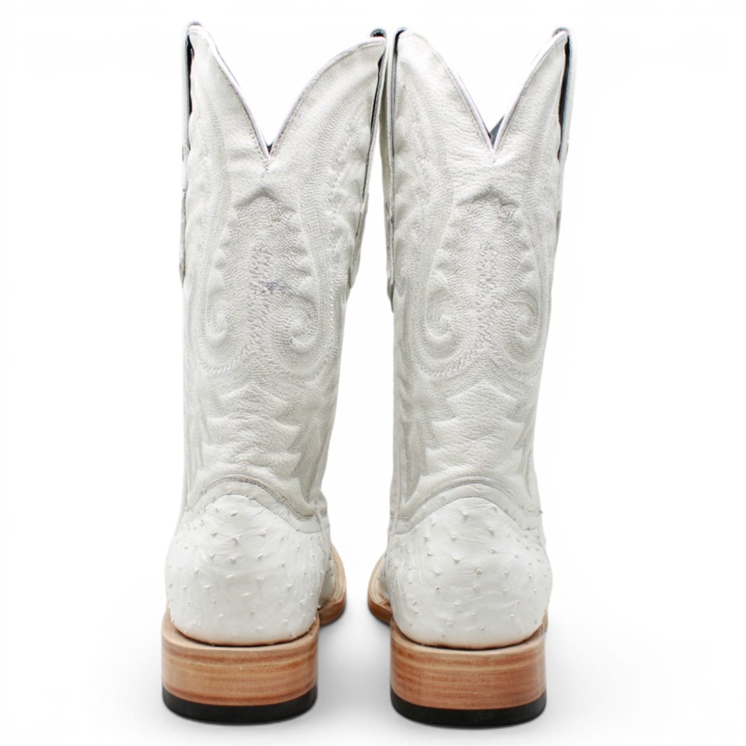 Tanner Mark Boots Boots Men's Genuine Ostrich Square Toe Boots in Winter White - Tanner Mark Boots