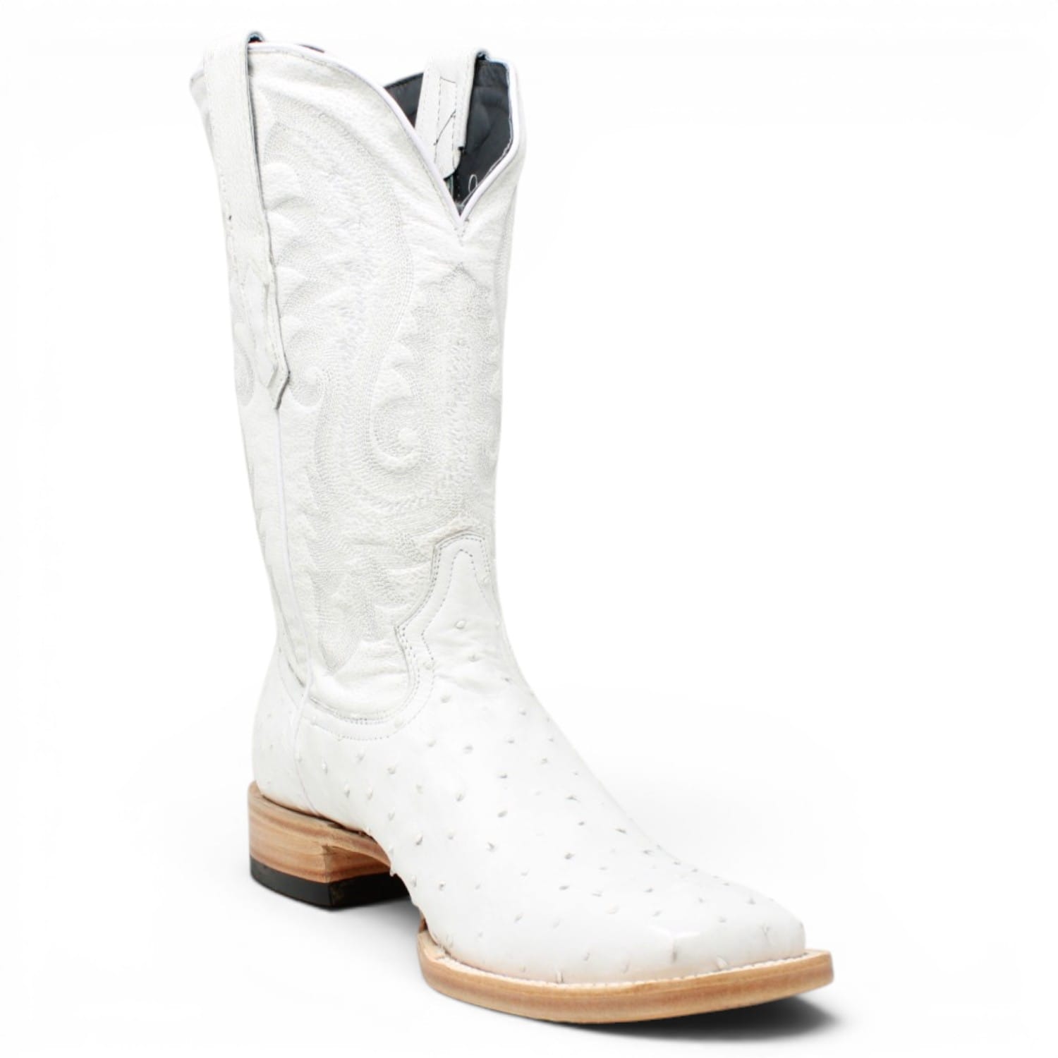 Tanner Mark Boots Boots Men's Genuine Ostrich Square Toe Boots in Winter White - Tanner Mark Boots