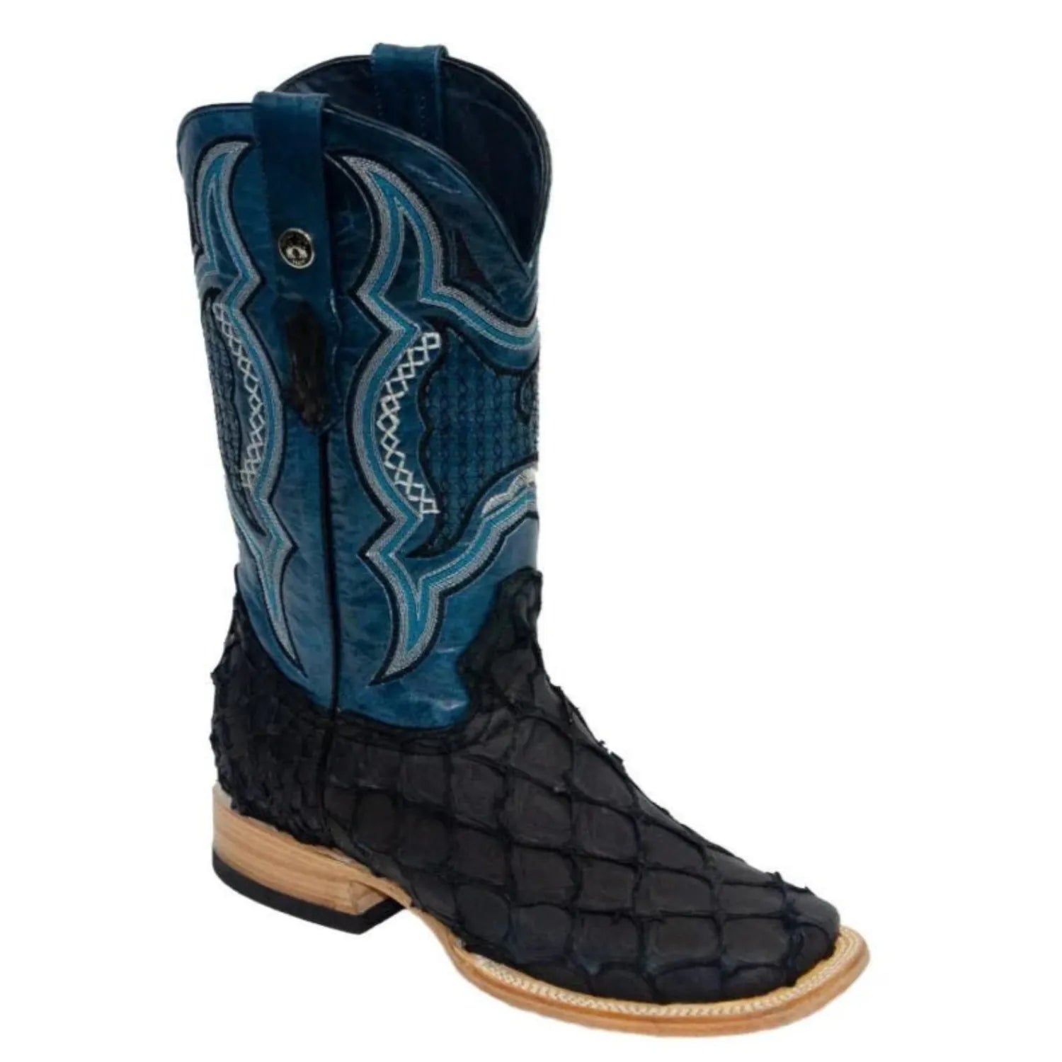 Tanner Mark Boots Boots Men's Genuine Piraruccu Wide Square Toe Boots in Black - Tanner Mark Boots