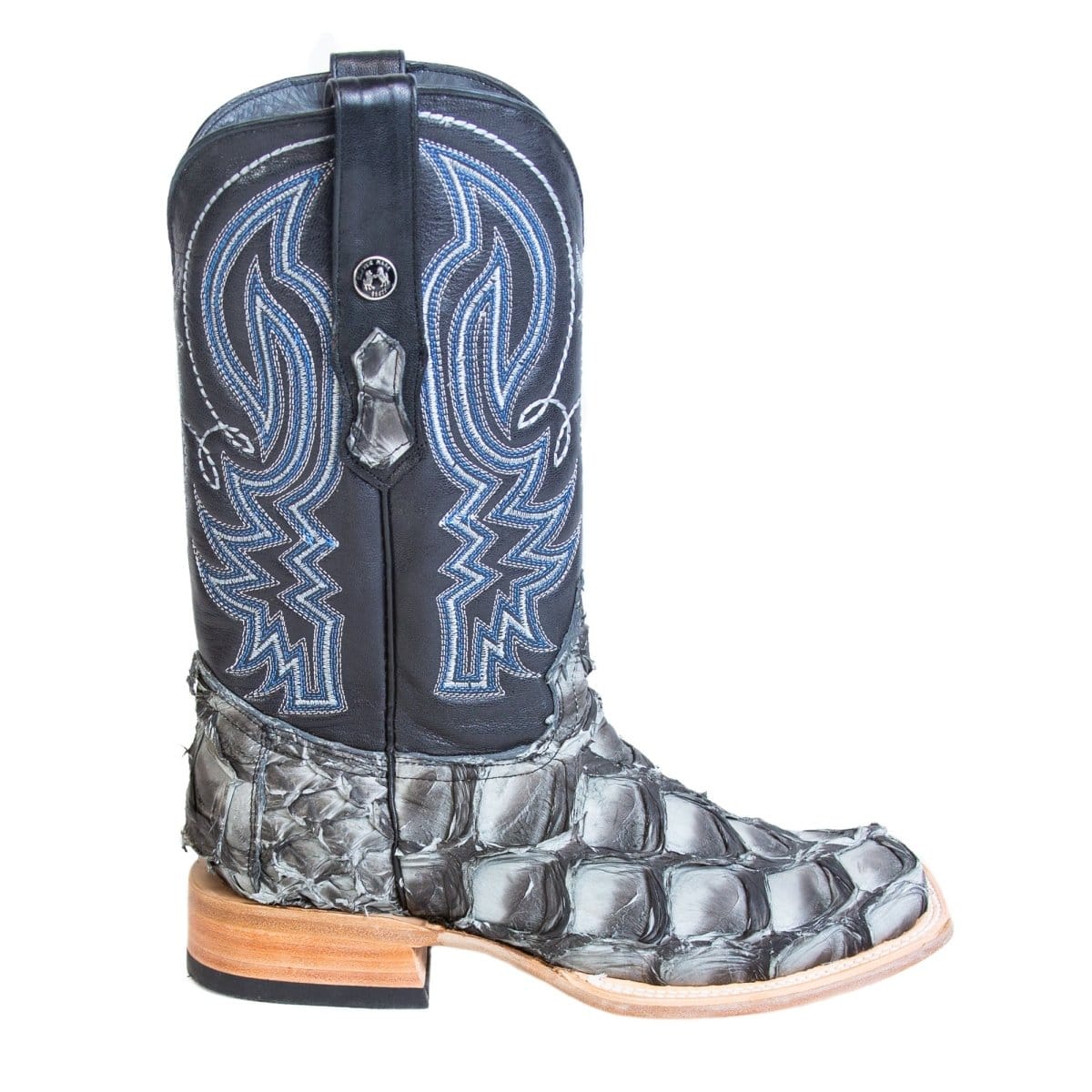Tanner Mark Boots Boots Men's Genuine Piraruccu Wide Square Toe Boots in Blue - Tanner Mark Boots
