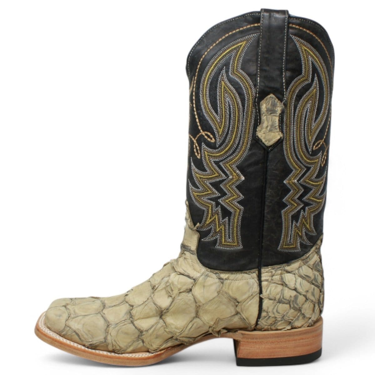 Tanner Mark Boots Boots Men's Genuine Piraruccu Wide Square Toe Boots in Sand - Tanner Mark Boots
