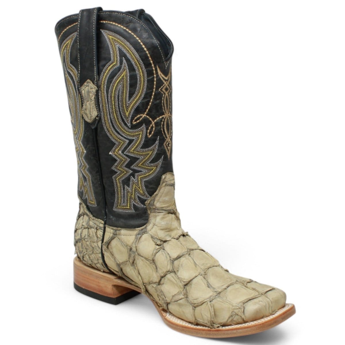 Tanner Mark Boots Boots Men's Genuine Piraruccu Wide Square Toe Boots in Sand - Tanner Mark Boots
