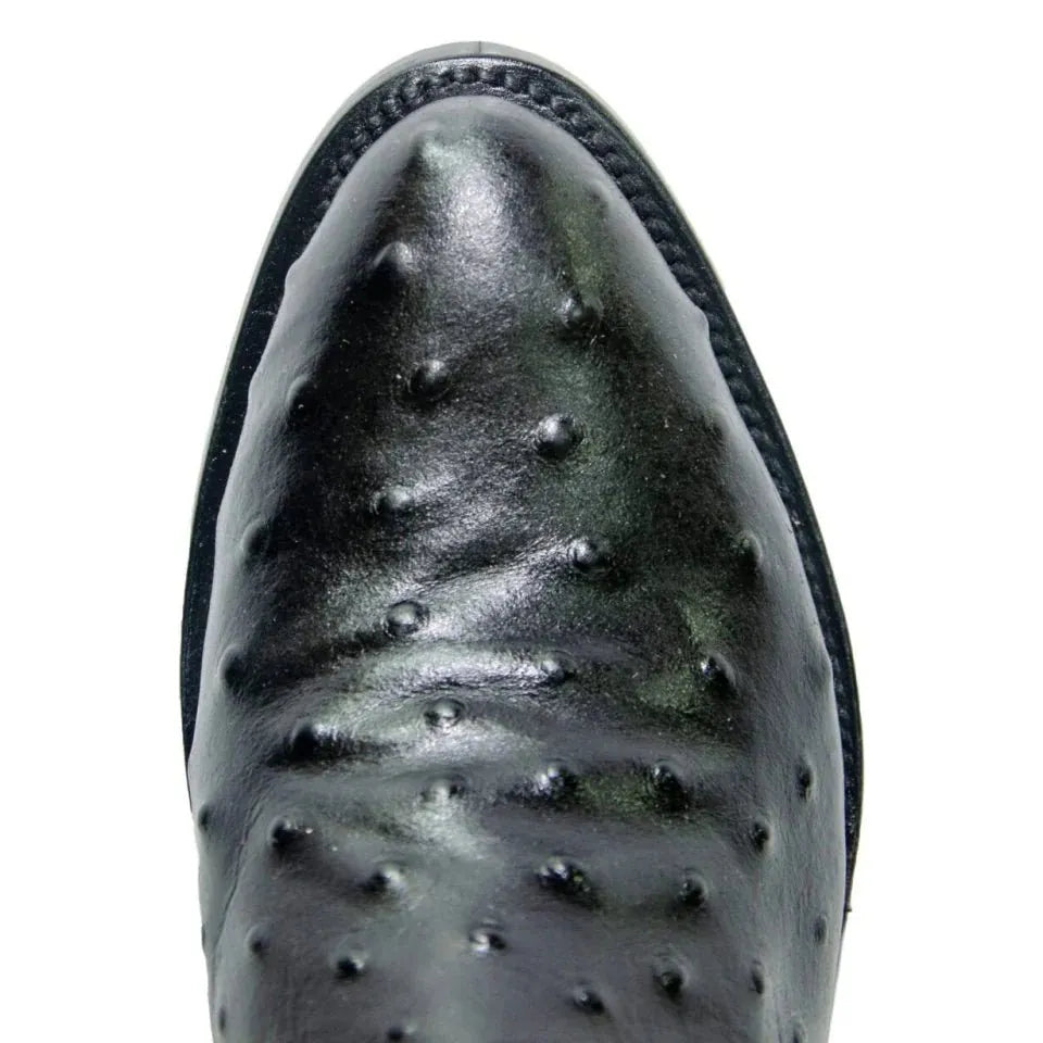 Tanner Mark Boots Boots Men's Ostrich Print Round Toe Boots in Black - El Reparo