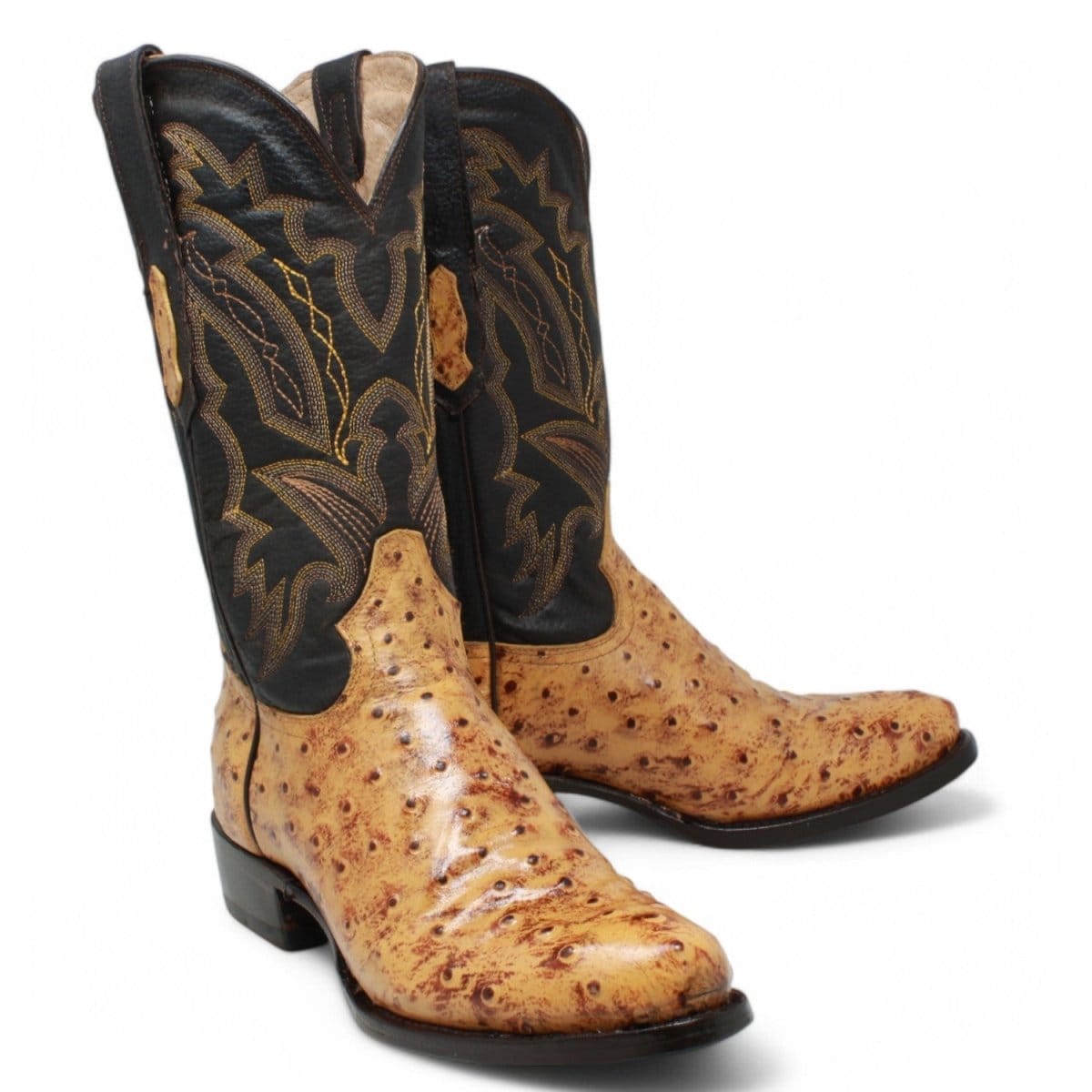 Tanner Mark Boots Boots Men's Ostrich Print Round Toe Boots in Buttercup - El Reparo