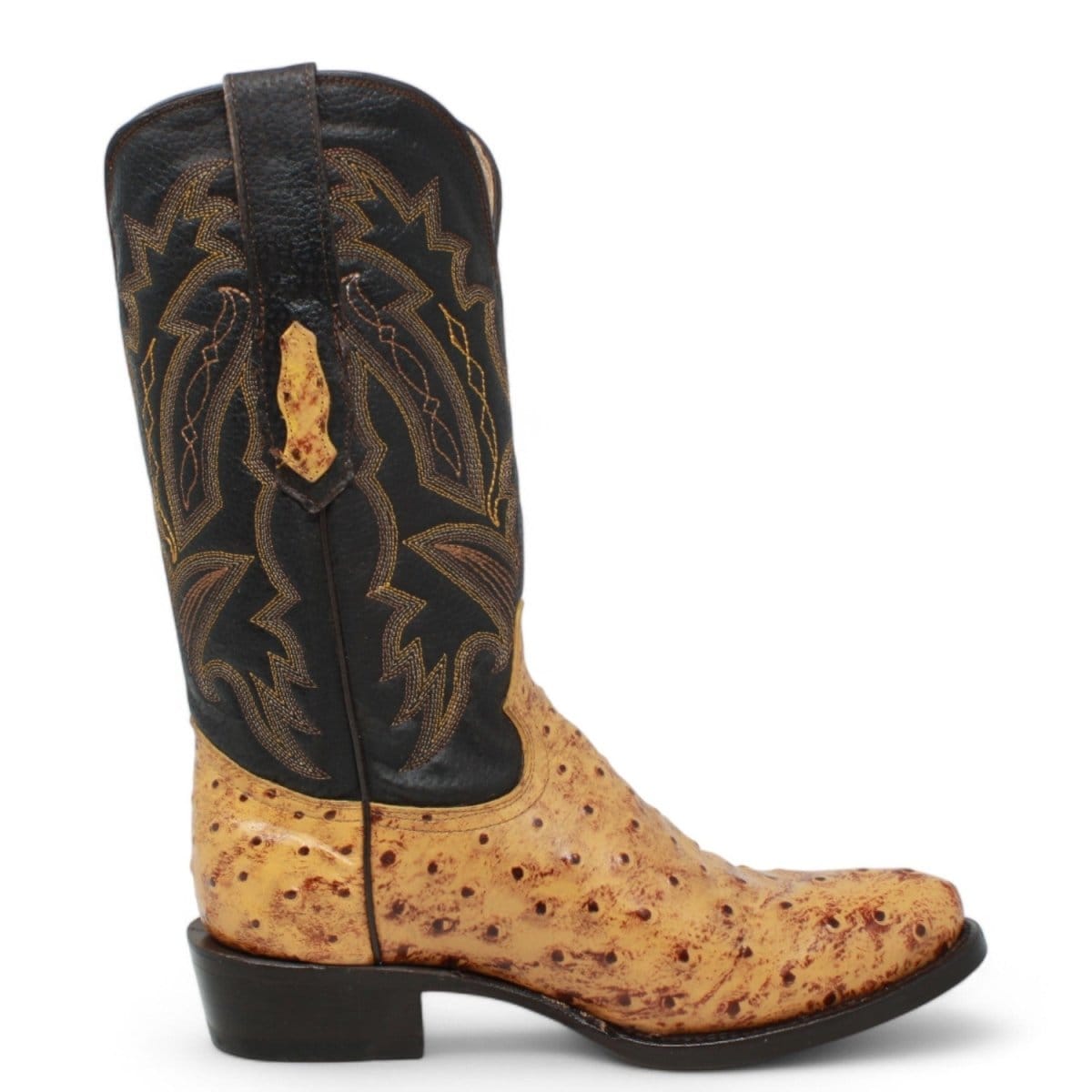Tanner Mark Boots Boots Men's Ostrich Print Round Toe Boots in Buttercup - El Reparo