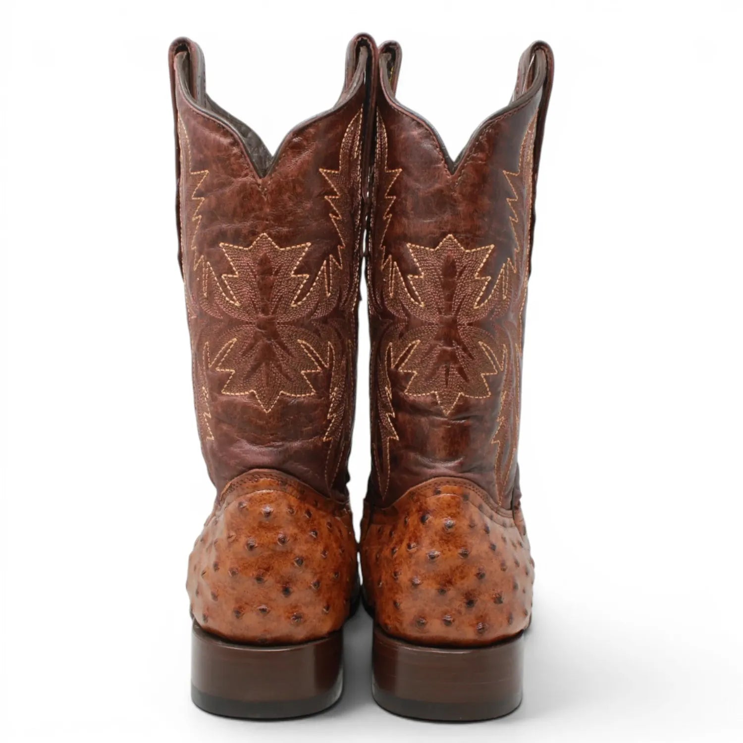 Tanner Mark Boots Boots Men's Ostrich Print Round Toe Boots in Rustic Cognac - Tanner Mark Boots