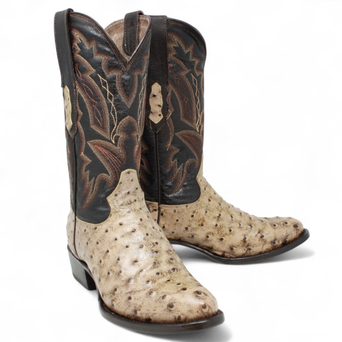 Tanner Mark Boots Boots Men's Ostrich Print Round Toe Boots in Rustic Oryx - El Reparo