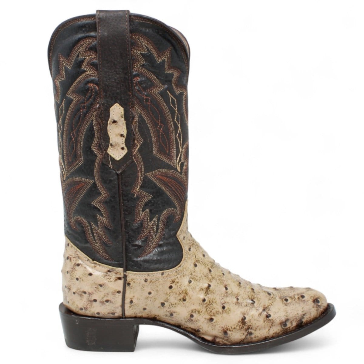 Tanner Mark Boots Boots Men's Ostrich Print Round Toe Boots in Rustic Oryx - El Reparo