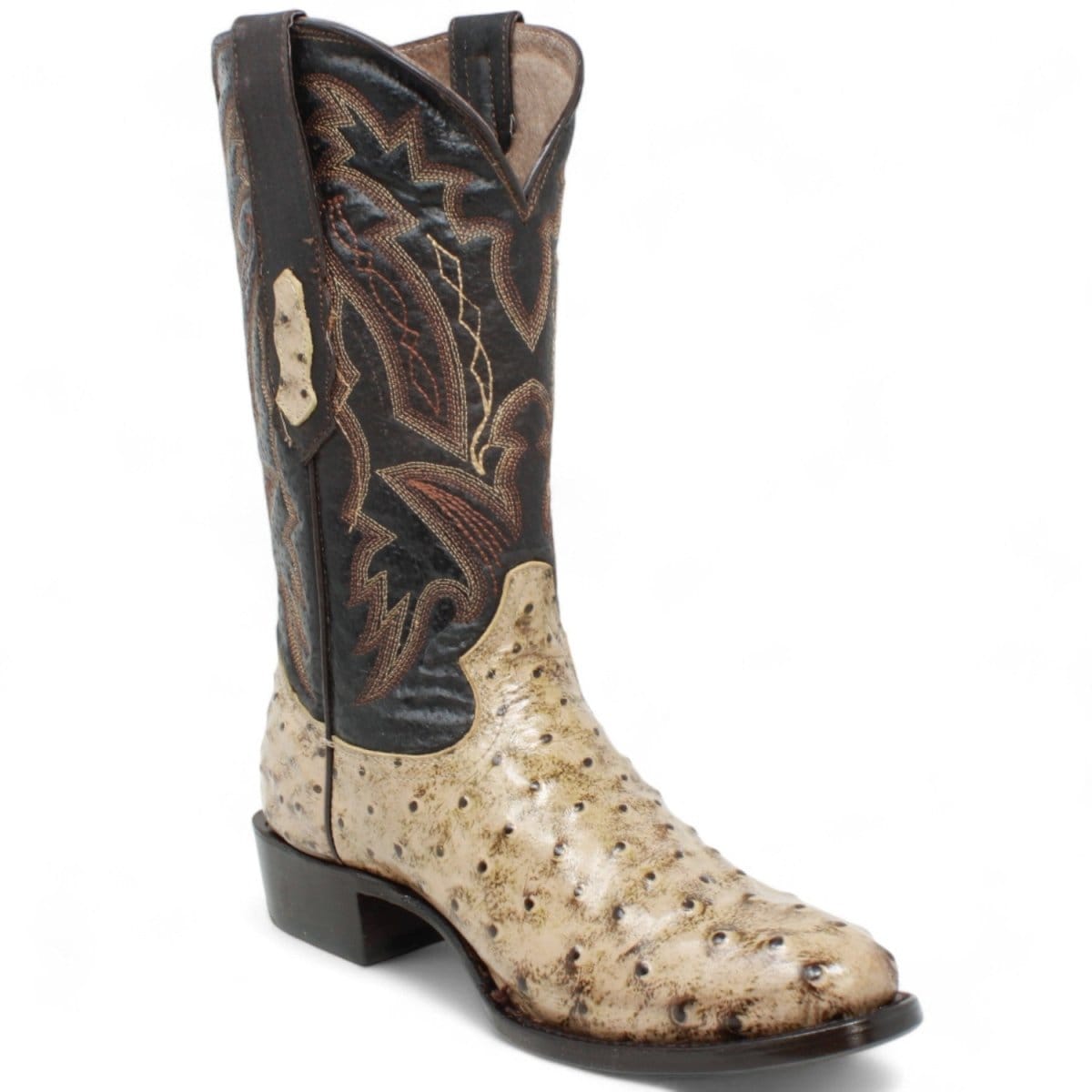 Tanner Mark Boots Boots Men's Ostrich Print Round Toe Boots in Rustic Oryx - El Reparo