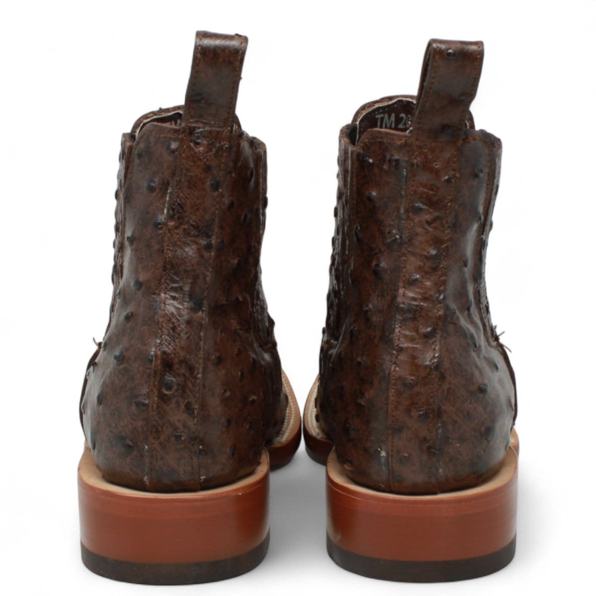 Tanner Mark Boots Boots Men's Ostrich Print Square Toe Ankle Boots in Brown - Tanner Mark Boots