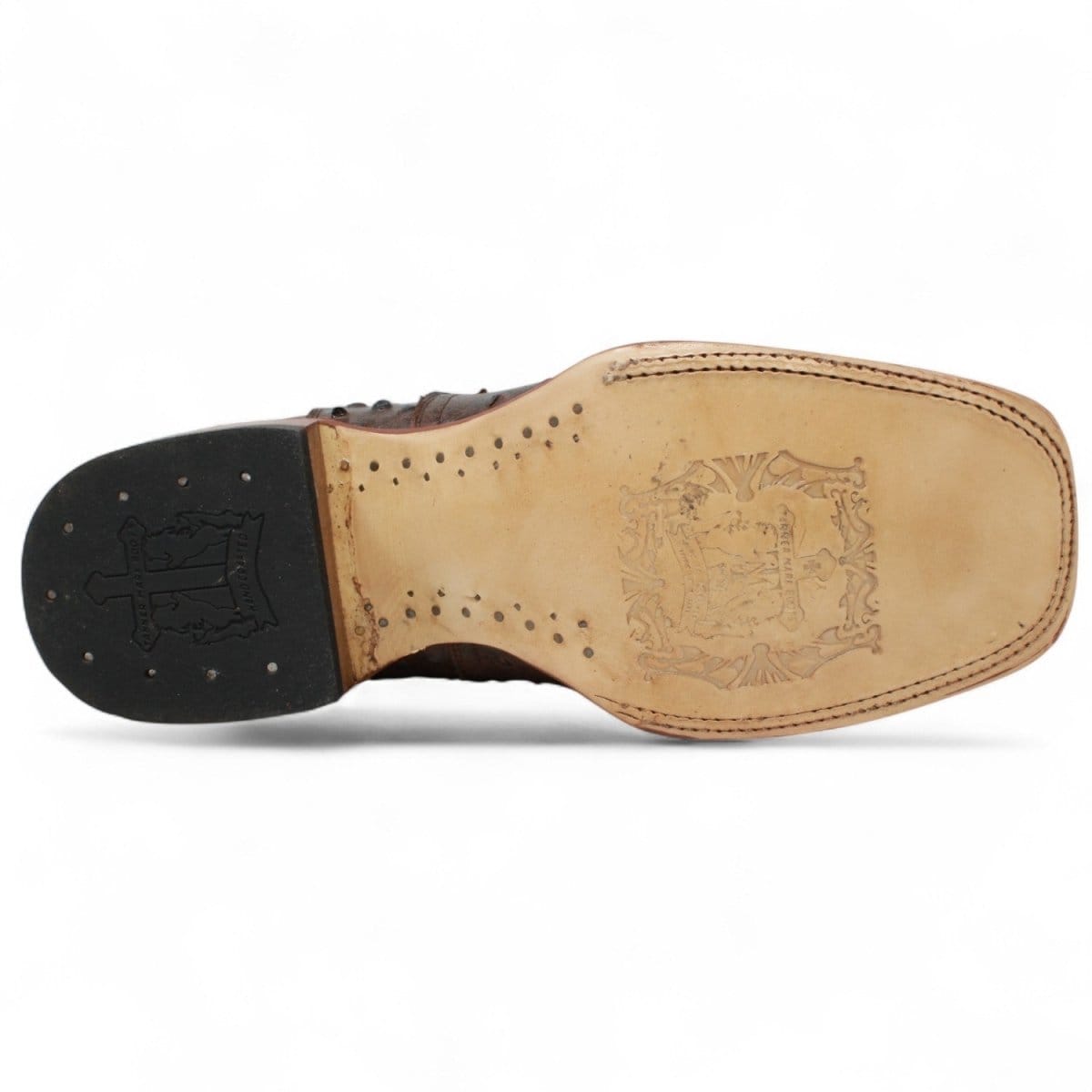 Tanner Mark Boots Boots Men's Ostrich Print Square Toe Ankle Boots in Brown - Tanner Mark Boots