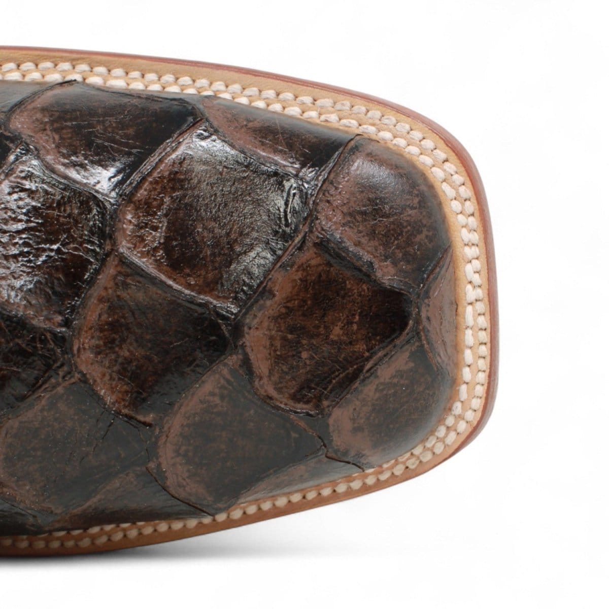 Tanner Mark Boots Boots Men's Pirarucu Print Square Toe Ankle Boots in Brown - Tanner Mark Boots