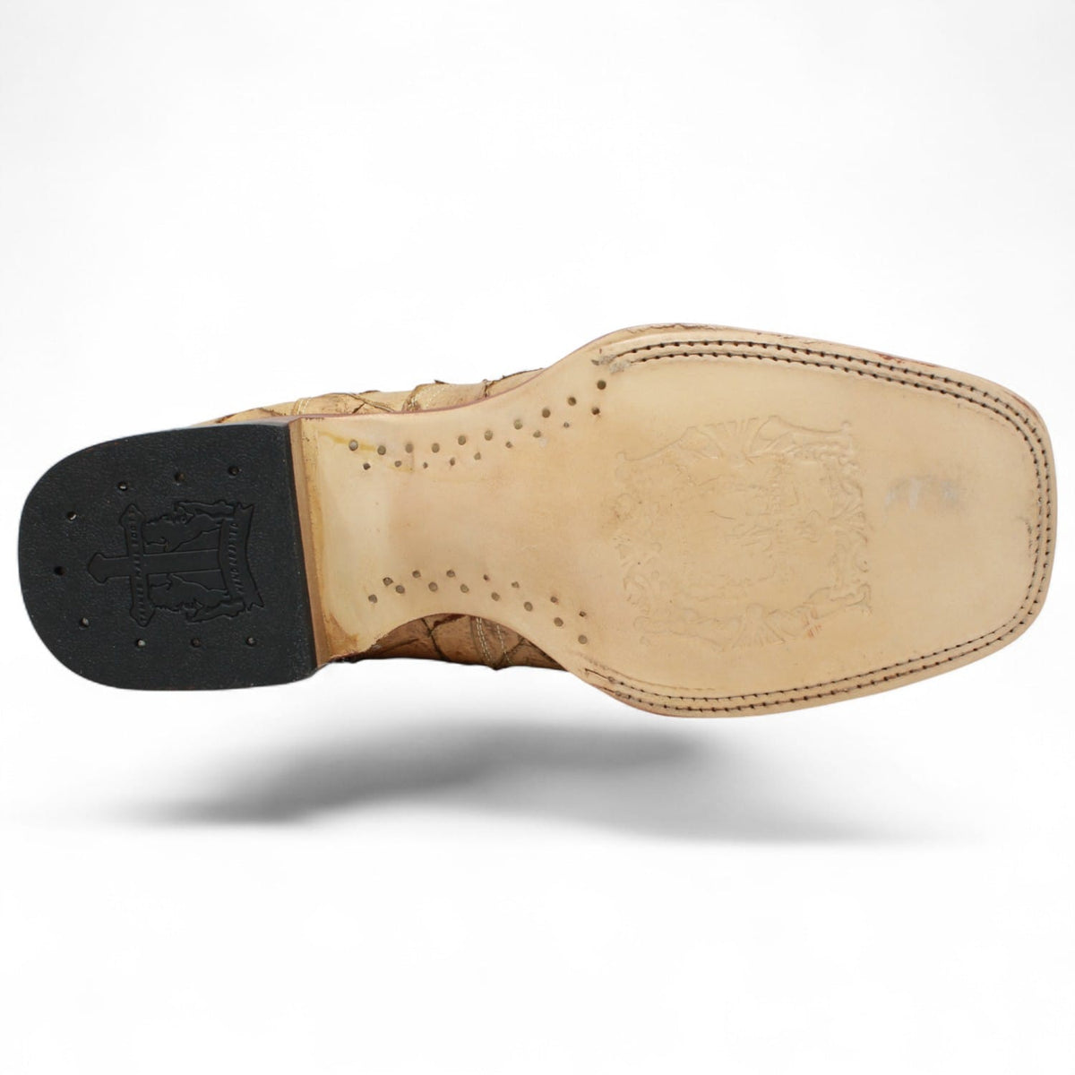 Tanner Mark Boots Boots Men's Pirarucu Print Square Toe Ankle Boots in Sand - Tanner Mark Boots