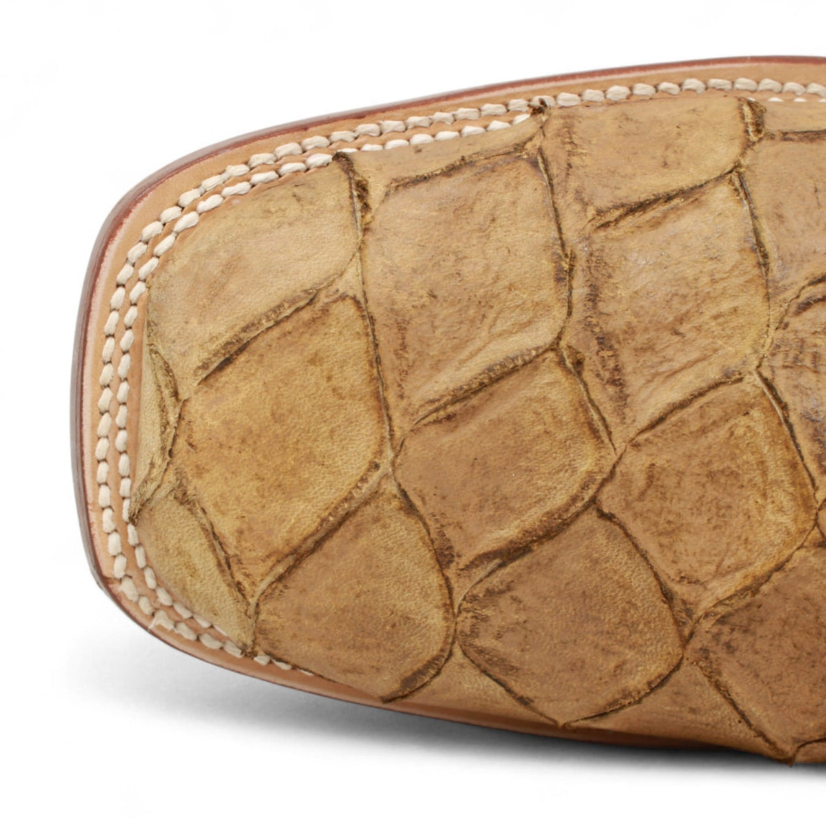 Tanner Mark Boots Boots Men's Pirarucu Print Square Toe Ankle Boots in Sand - Tanner Mark Boots