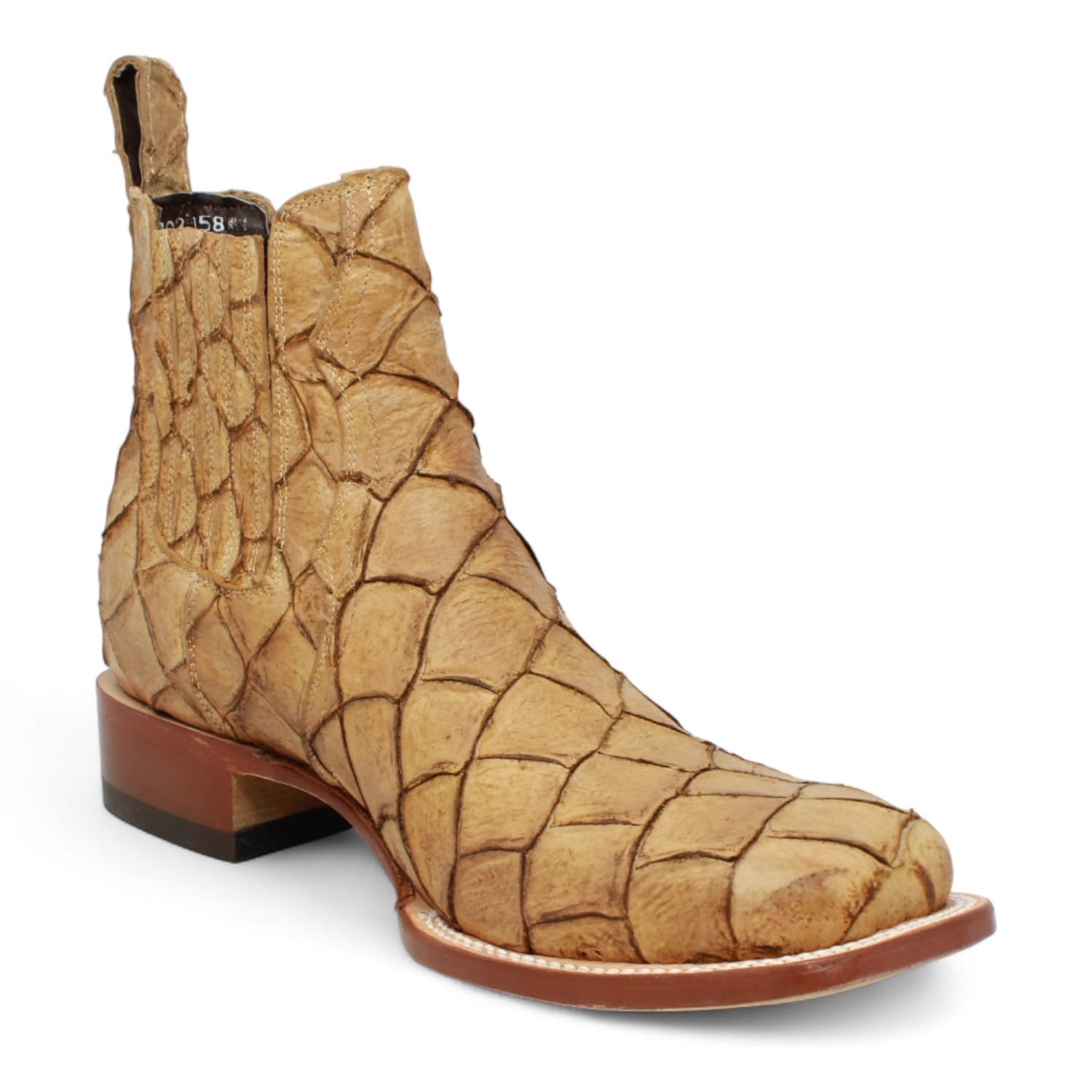 Tanner Mark Boots Boots Men's Pirarucu Print Square Toe Ankle Boots in Sand - Tanner Mark Boots