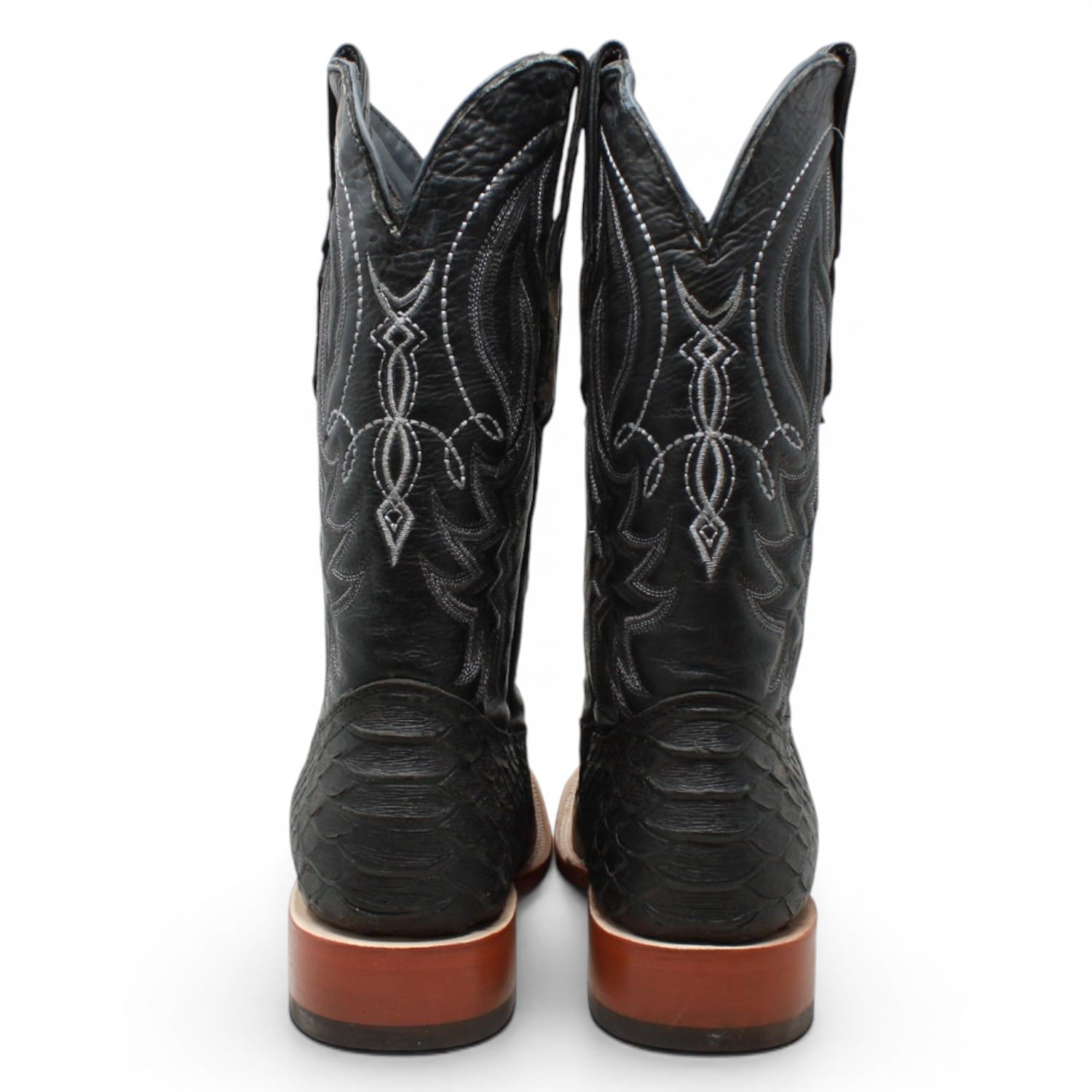 Tanner Mark Boots Boots Men's Python Print Square Toe Boots in Black - Tanner Mark Boots