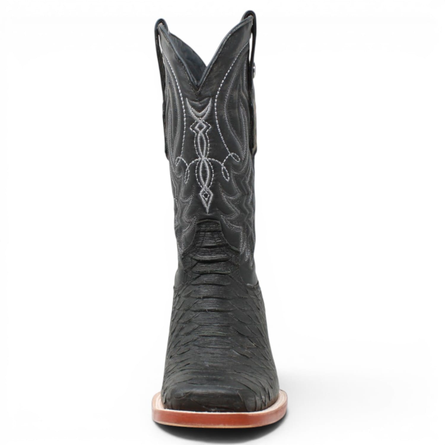 Tanner Mark Boots Boots Men's Python Print Square Toe Boots in Black - Tanner Mark Boots