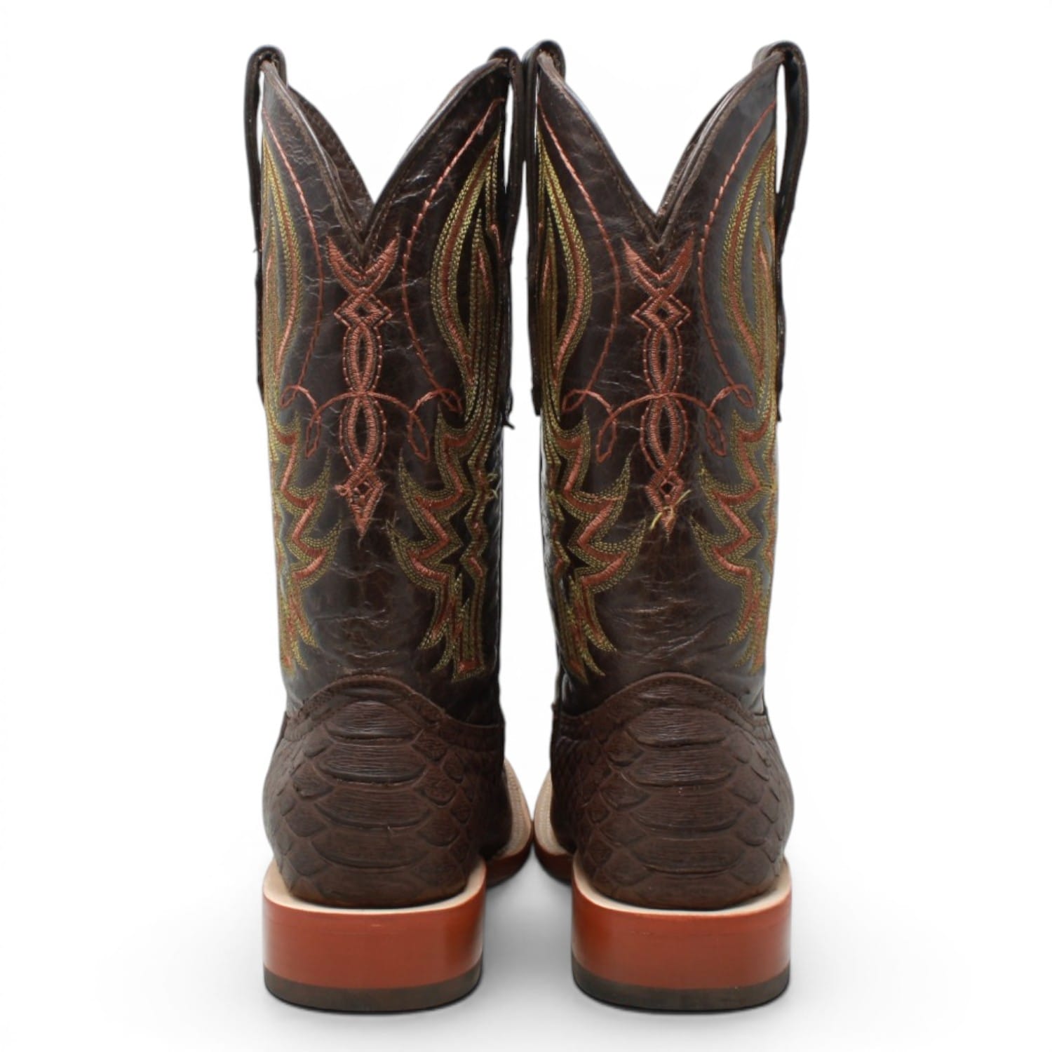 Tanner Mark Boots Boots Men's Python Print Square Toe Boots in Brown Matte - Tanner Mark Boots