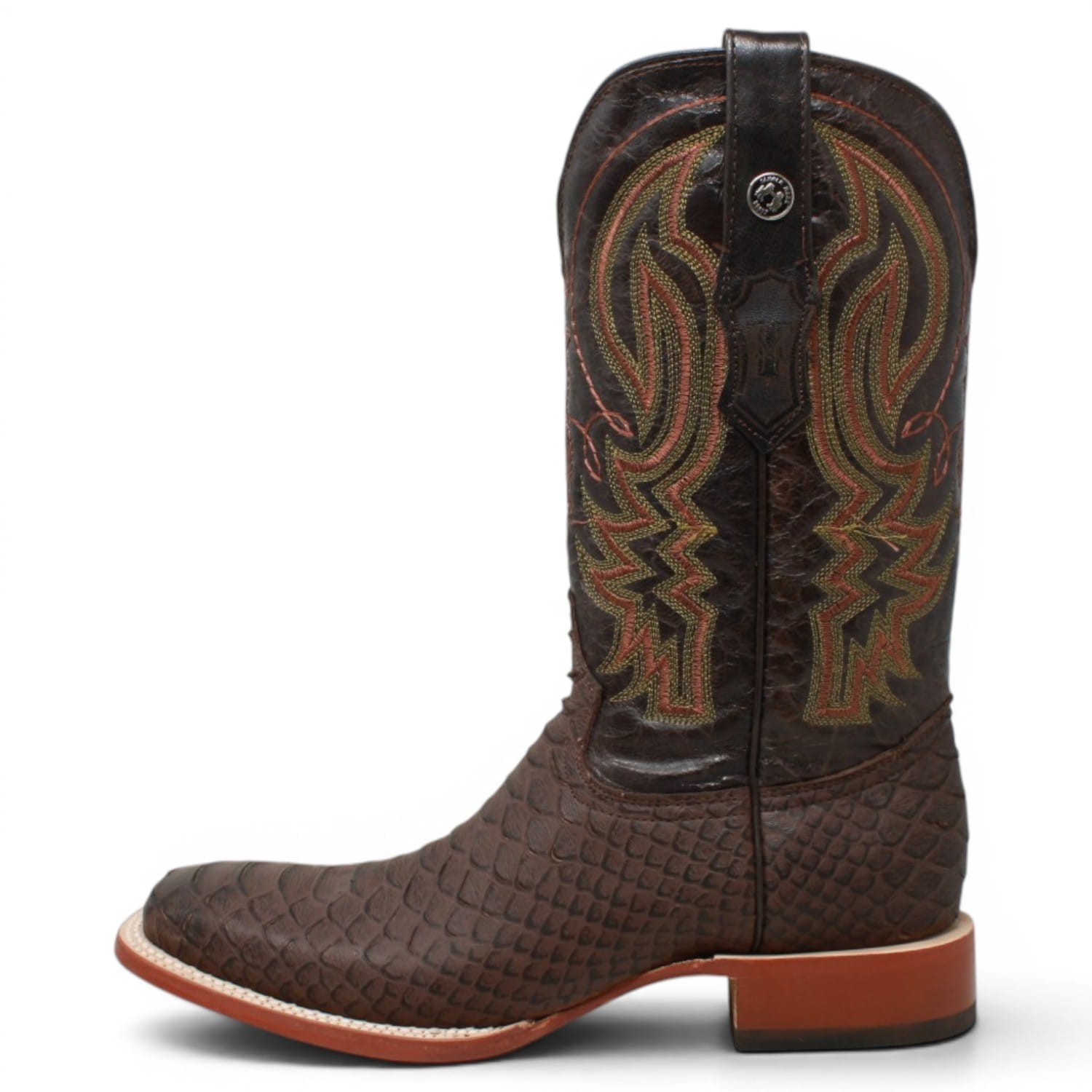 Tanner Mark Boots Boots Men's Python Print Square Toe Boots in Brown Matte - Tanner Mark Boots