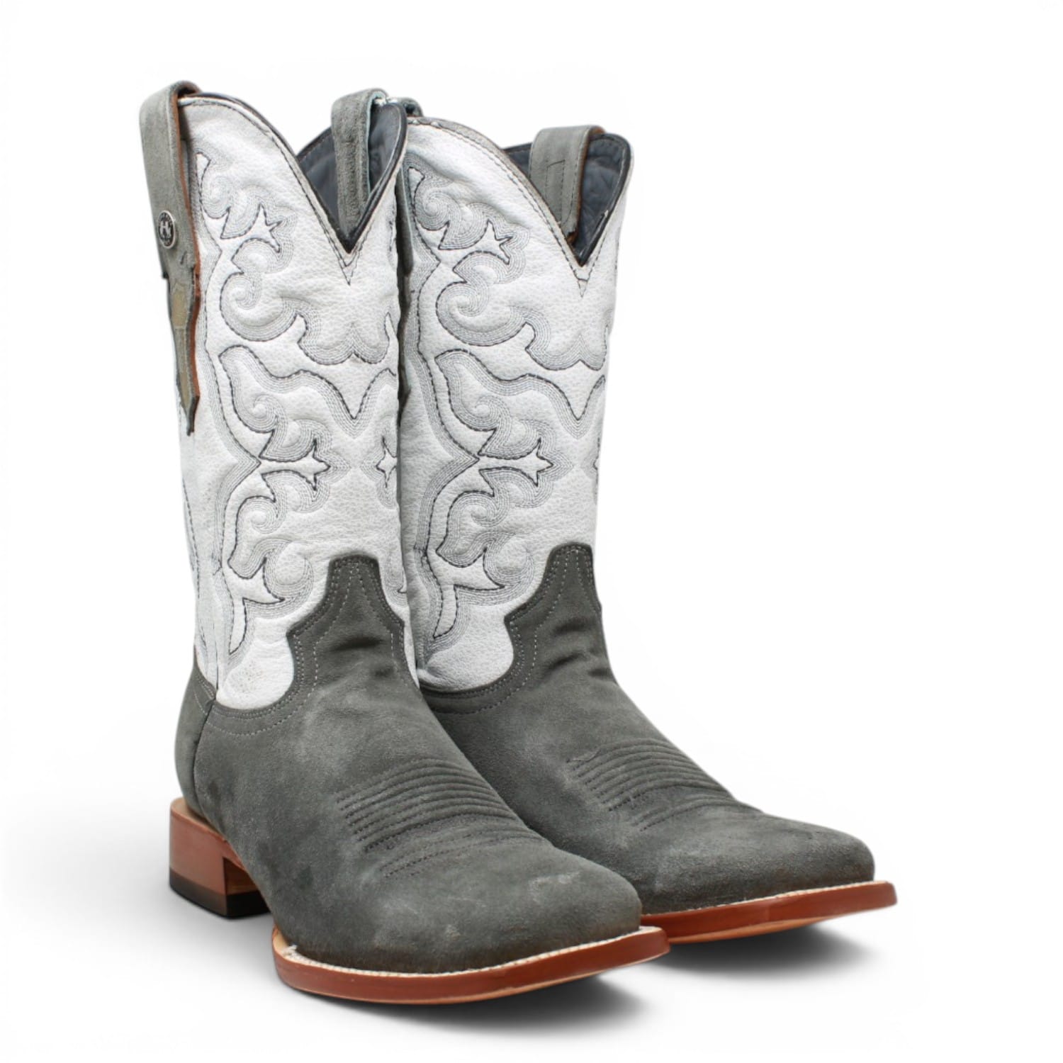 Tanner Mark Boots Boots Men's Ruff Out Leather Square Toe Boots in Grey - Tanner Mark Boots