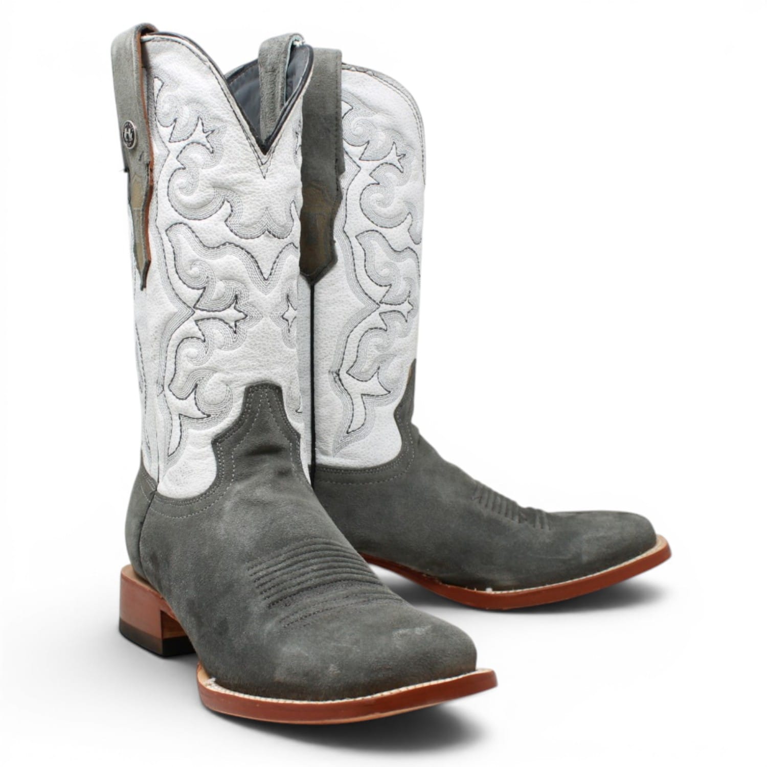 Tanner Mark Boots Boots Men's Ruff Out Leather Square Toe Boots in Grey - Tanner Mark Boots