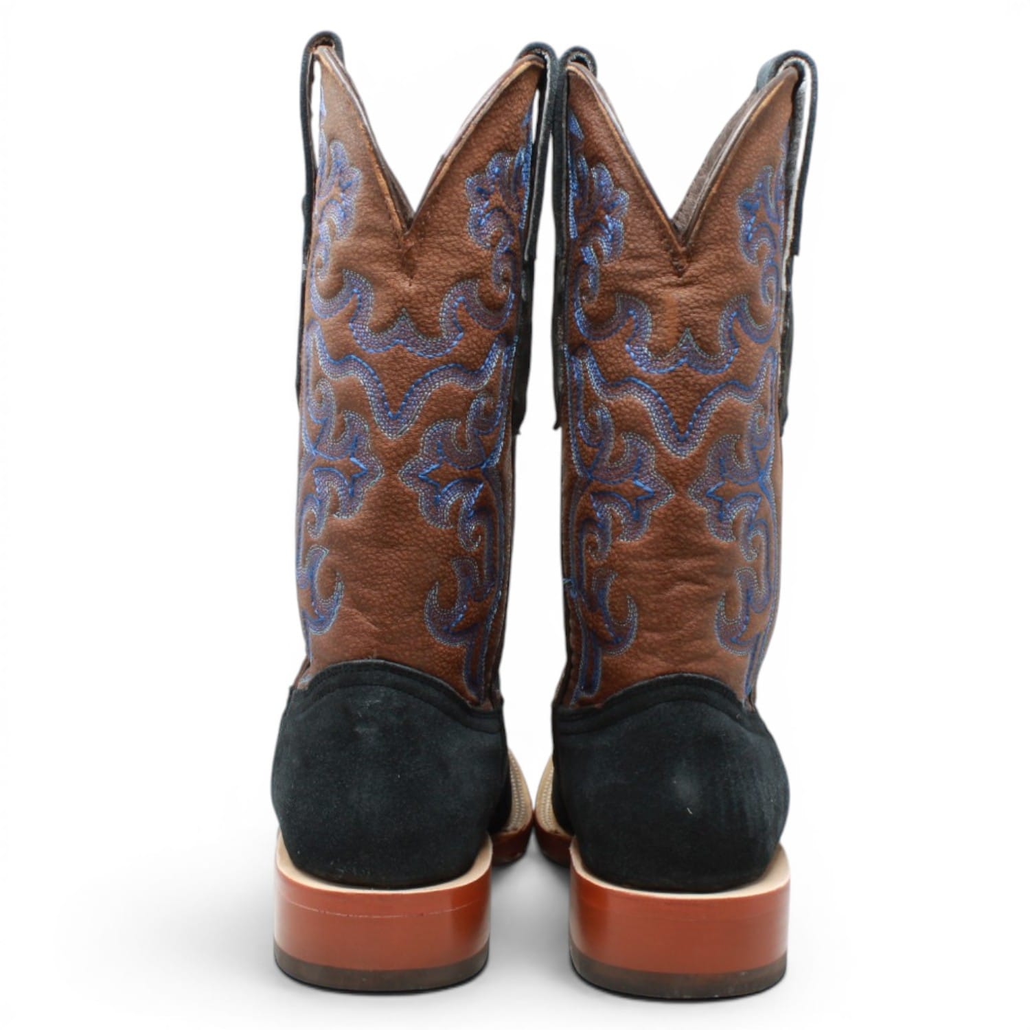 Tanner Mark Boots Boots Men's Ruff Out Leather Square Toe Boots in Navy Blue - Tanner Mark Boots