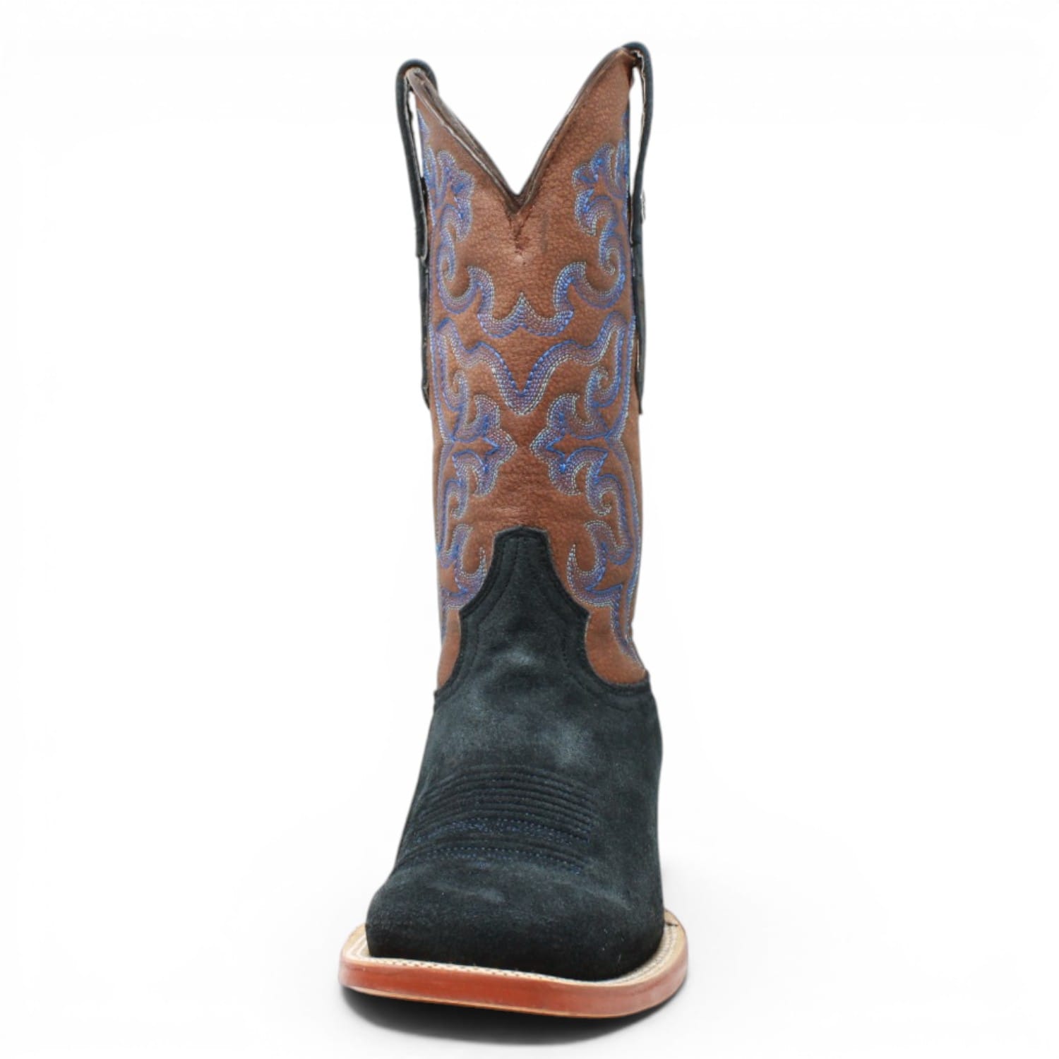 Tanner Mark Boots Boots Men's Ruff Out Leather Square Toe Boots in Navy Blue - Tanner Mark Boots