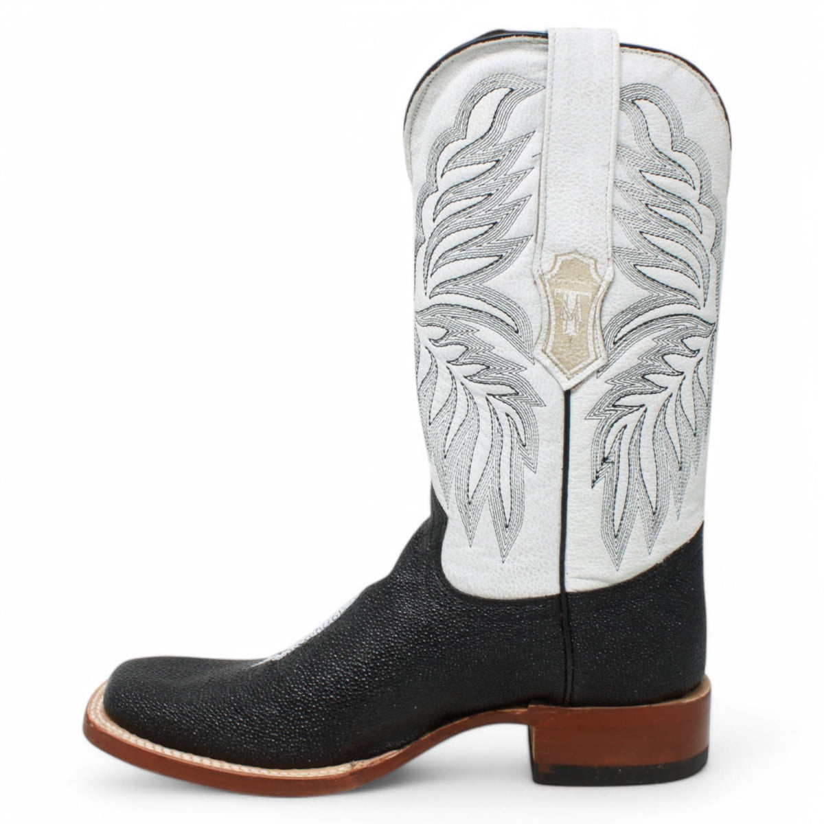 Tanner Mark Boots Boots Men's Stingray Print Square Toe Boots in Black - Tanner Mark Boots