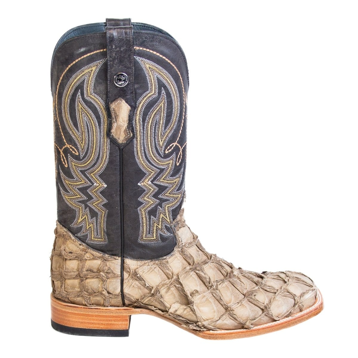 Tanner Mark Boots Boots Tanner Mark Men's Genuine Monster Fish Square Toe Boots Sand TMX201321