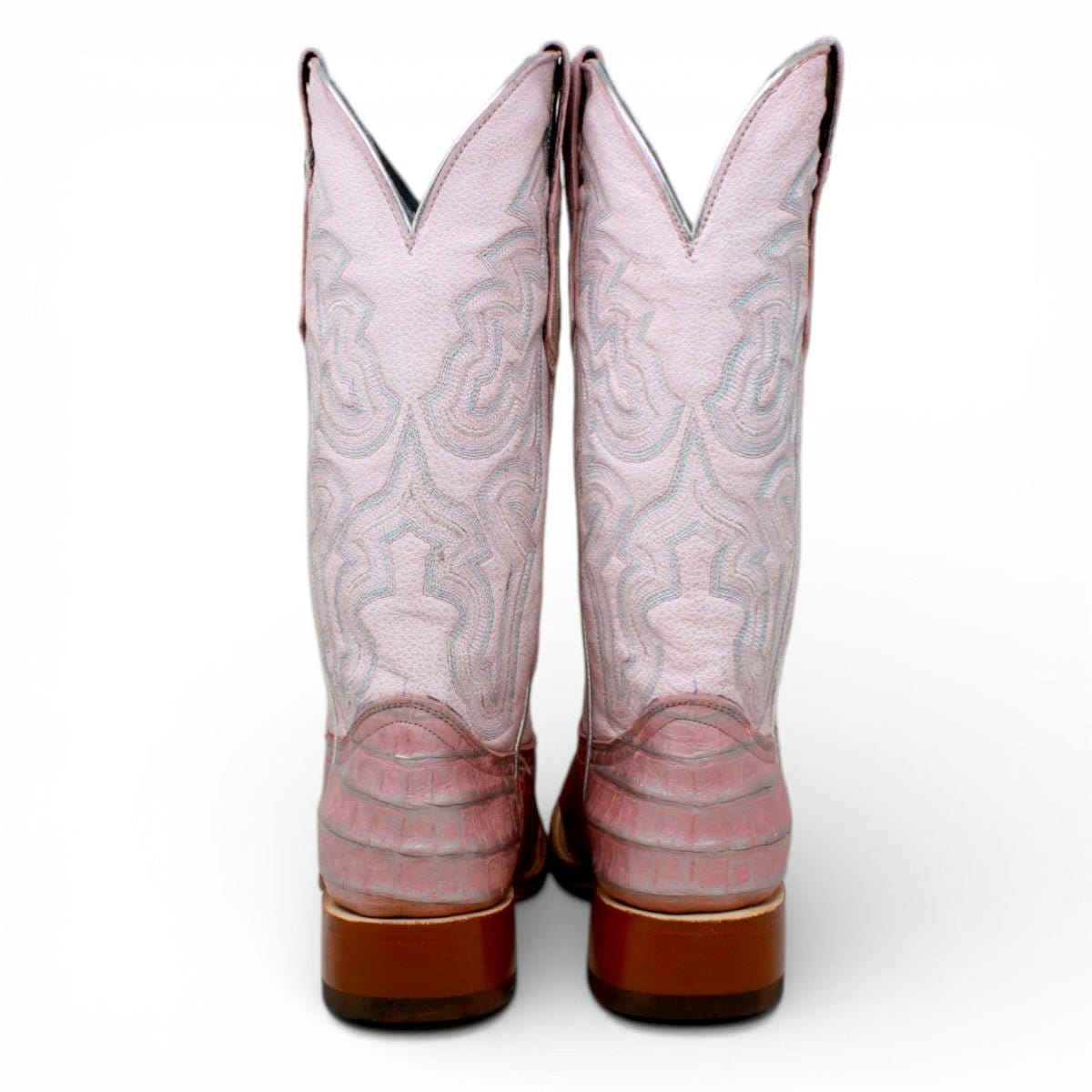 Tanner Mark Boots Boots Women's Caiman Belly Print Square Toe Tall Boots in Light Pink - Tanner Mark Boots