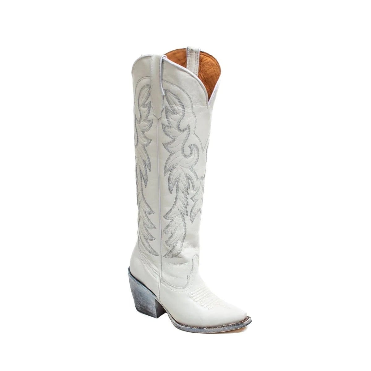 Tanner Mark Boots Boots Women's Cheyenne Fashion Heel Snip Toe Knee High Boots in White - Tanner Mark Boots