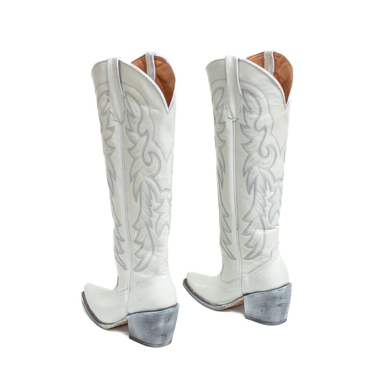 Tanner Mark Boots Boots Women's Cheyenne Fashion Heel Snip Toe Knee High Boots in White - Tanner Mark Boots