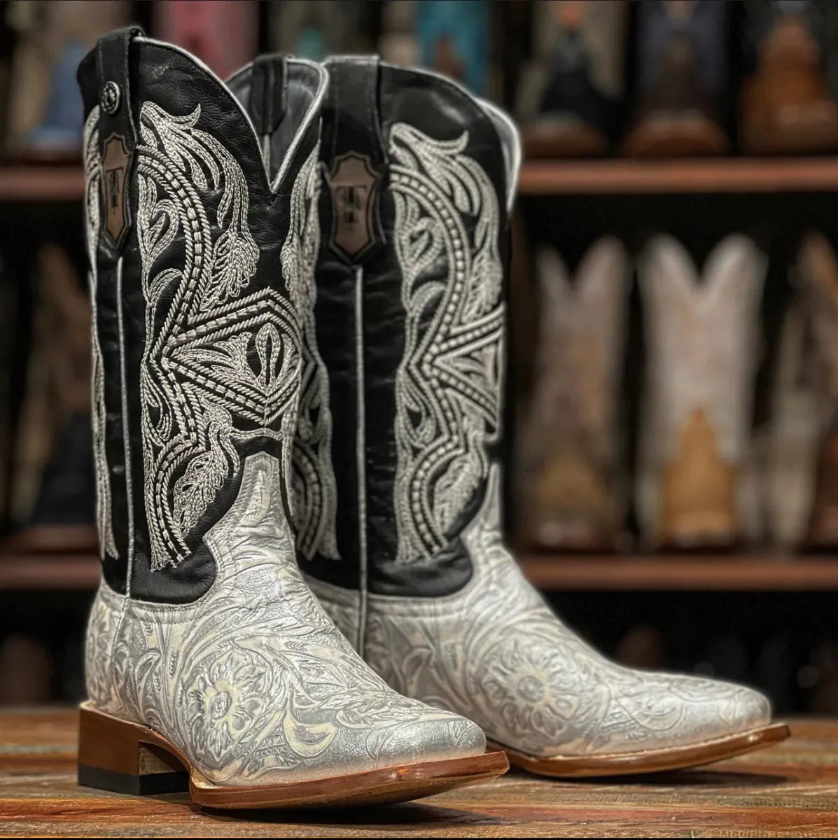 Tanner Mark Boots Boots Women's "Chrome" Saddle Stamp Leather Square Toe Boots - Tanner Mark Boots