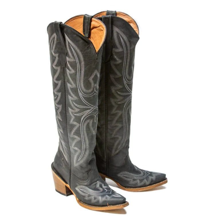 Tanner Mark Boots Boots Women's Fashion Heel Snip Toe Knee High Boots in Black - Tanner Mark Boots