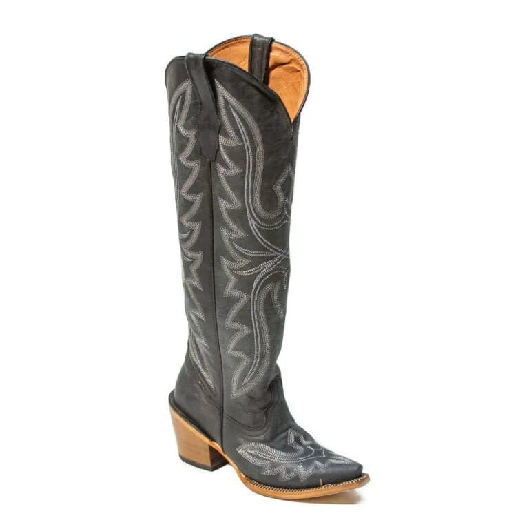 Tanner Mark Boots Boots Women's Fashion Heel Snip Toe Knee High Boots in Black - Tanner Mark Boots