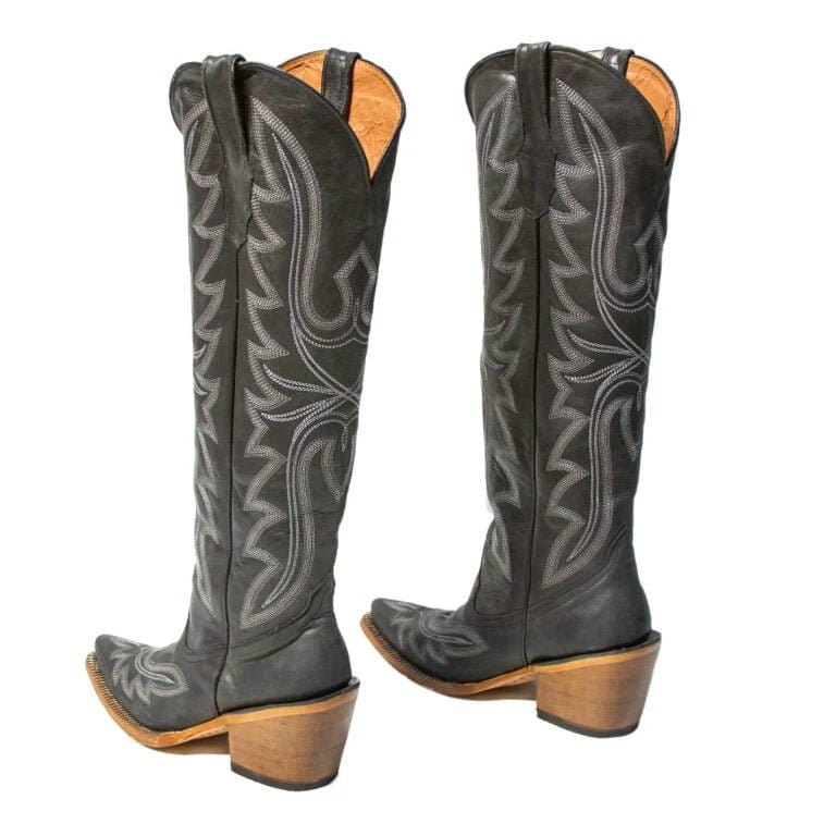 Tanner Mark Boots Boots Women's Fashion Heel Snip Toe Knee High Boots in Black - Tanner Mark Boots
